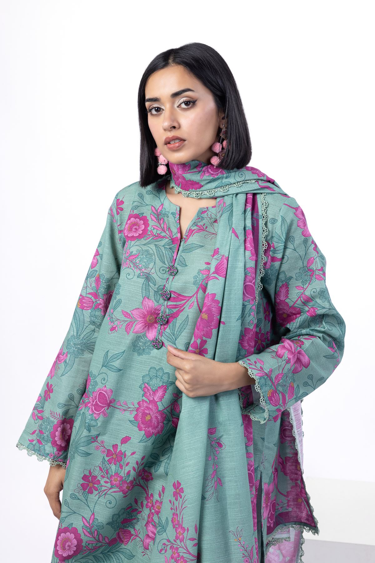 Printed Light Khaddar Fabrics 3 Piece - KW57A-VG