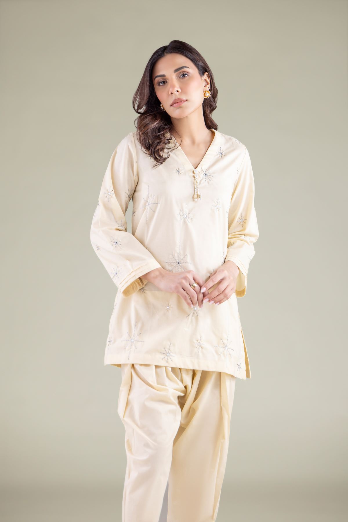 Embroidered Cambric Kurta - 1-26-127-A-E-VG