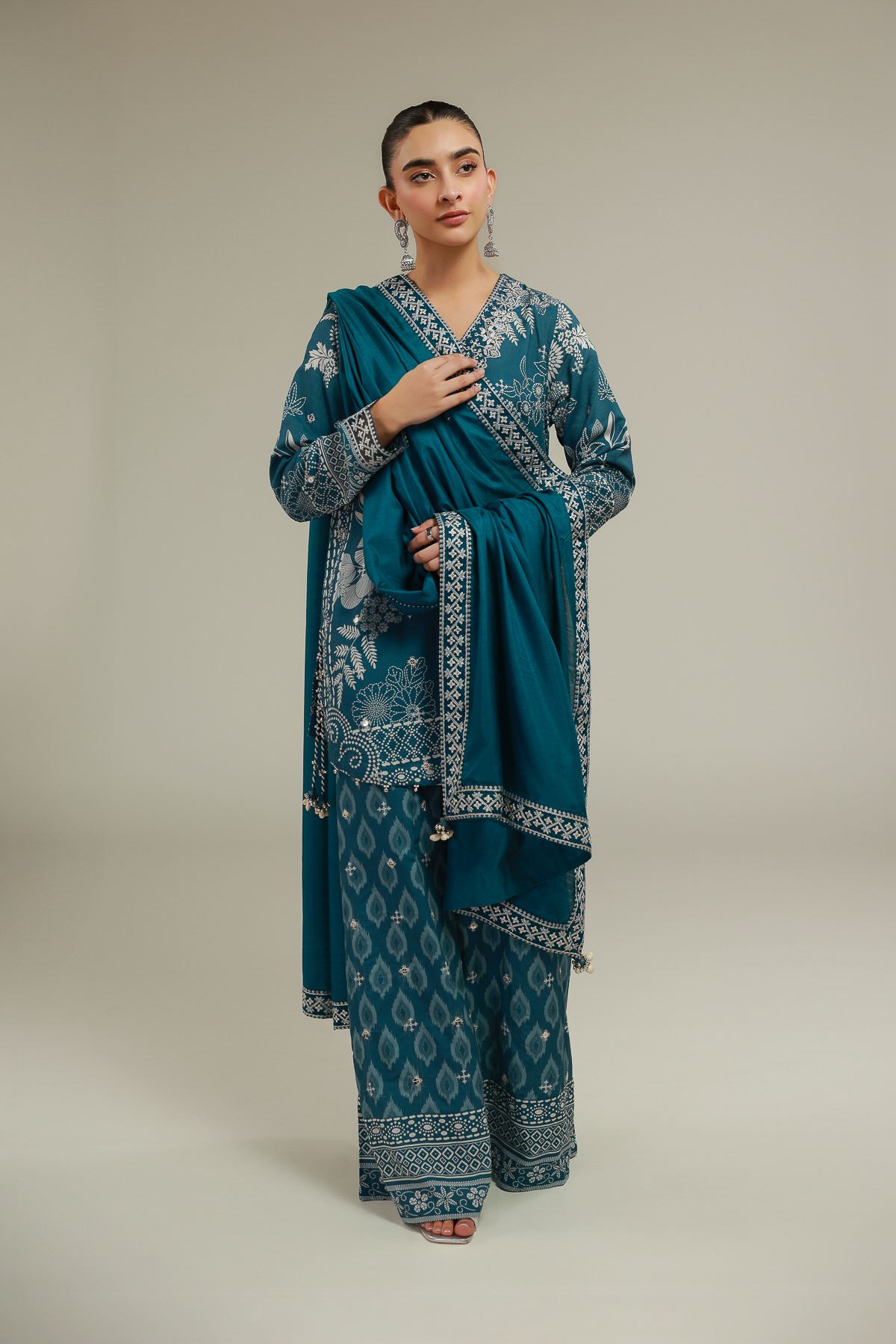 Embroidered Polyester Silk Geometric Threadwork Dupatta - 2-26-102-A-B-VG