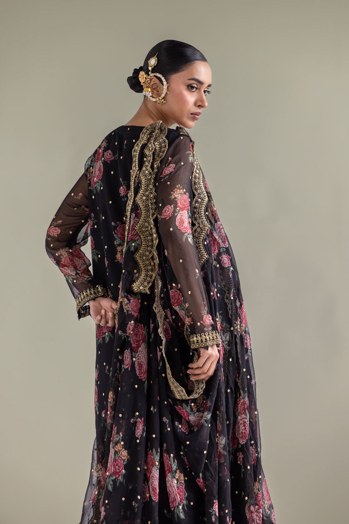 Embroidered Chiffon Floral 3-Piece Set - 1-26-127-A-D-VG