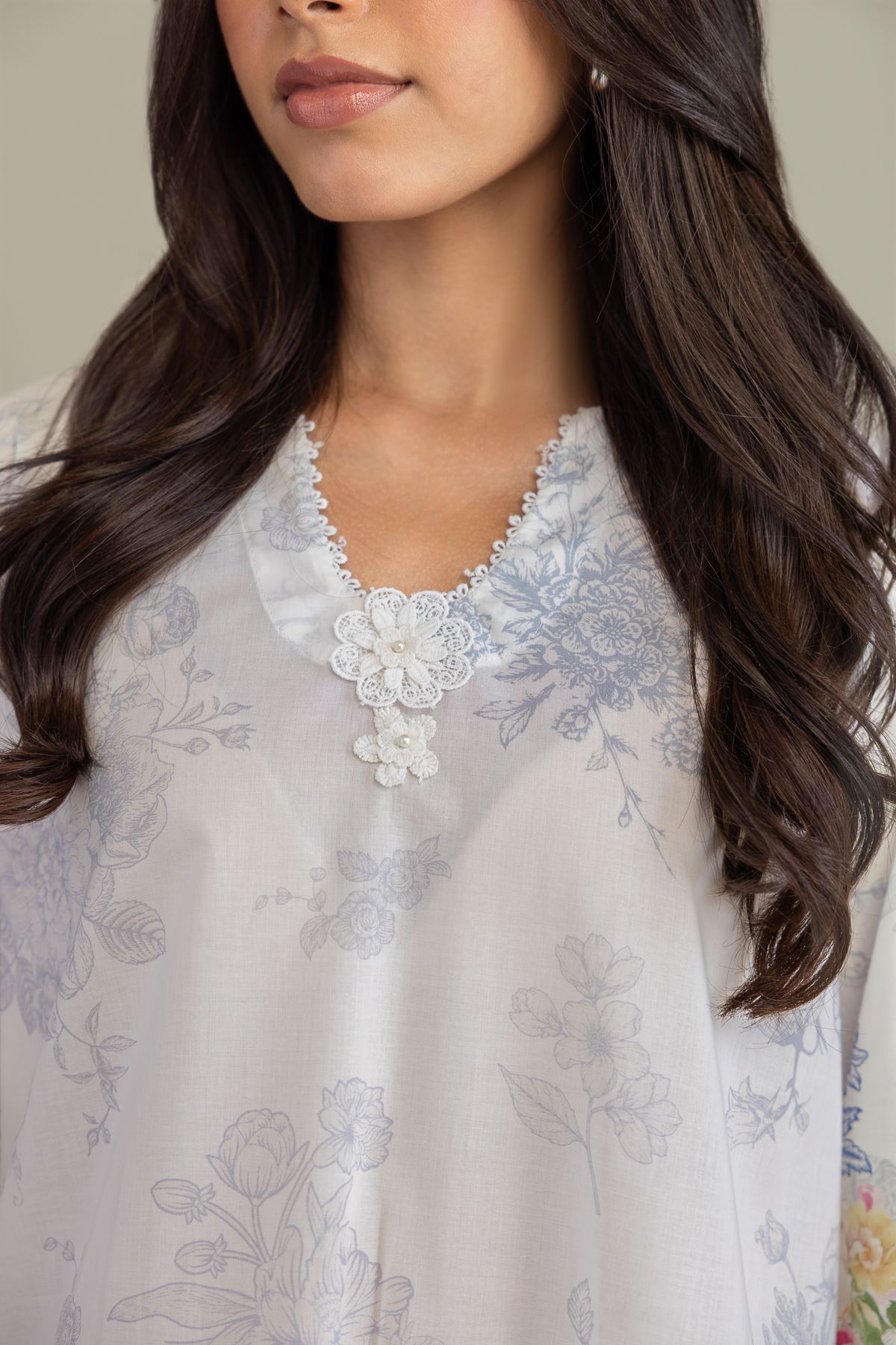 Printed Cambric Floral Cambric Kurta - 1-26-252-B-B2-VG