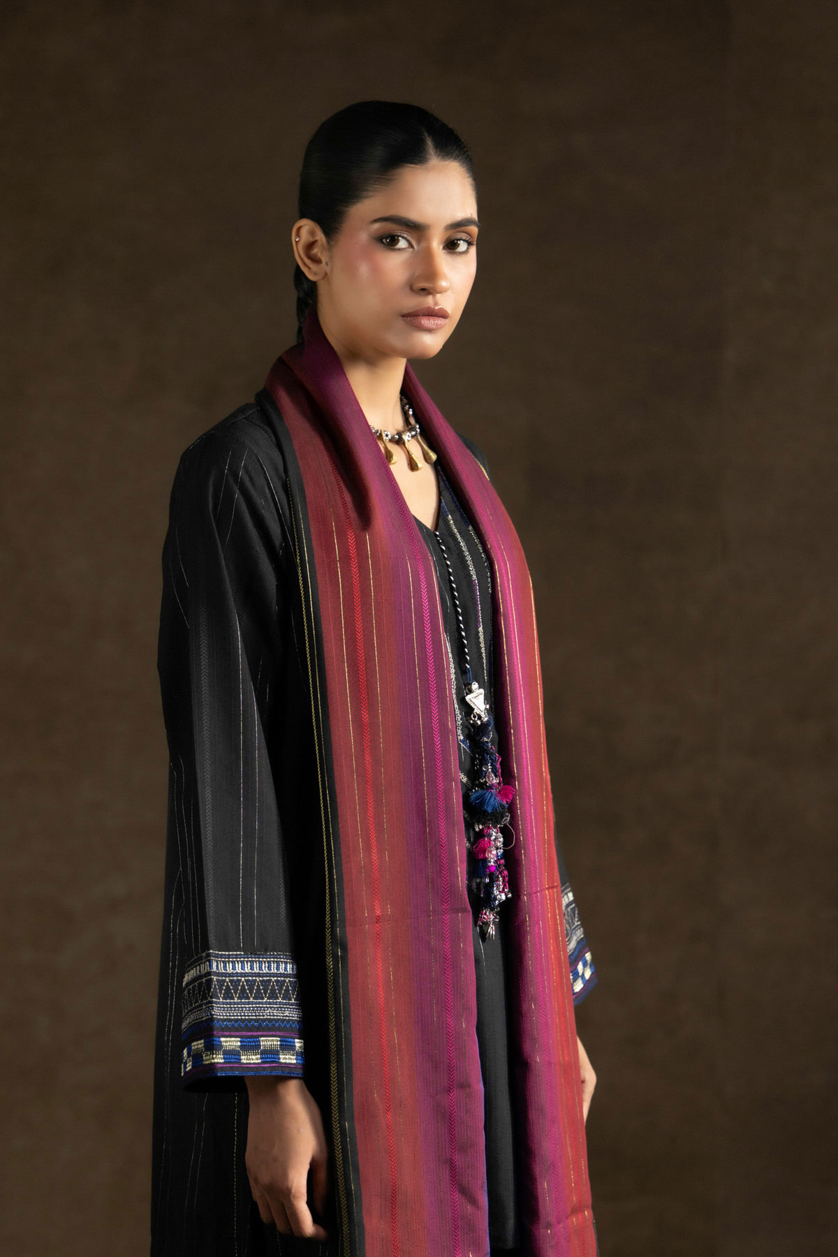 Yarn Dyed Handwoven Dupatta - 2-26-308-A-G1-VG