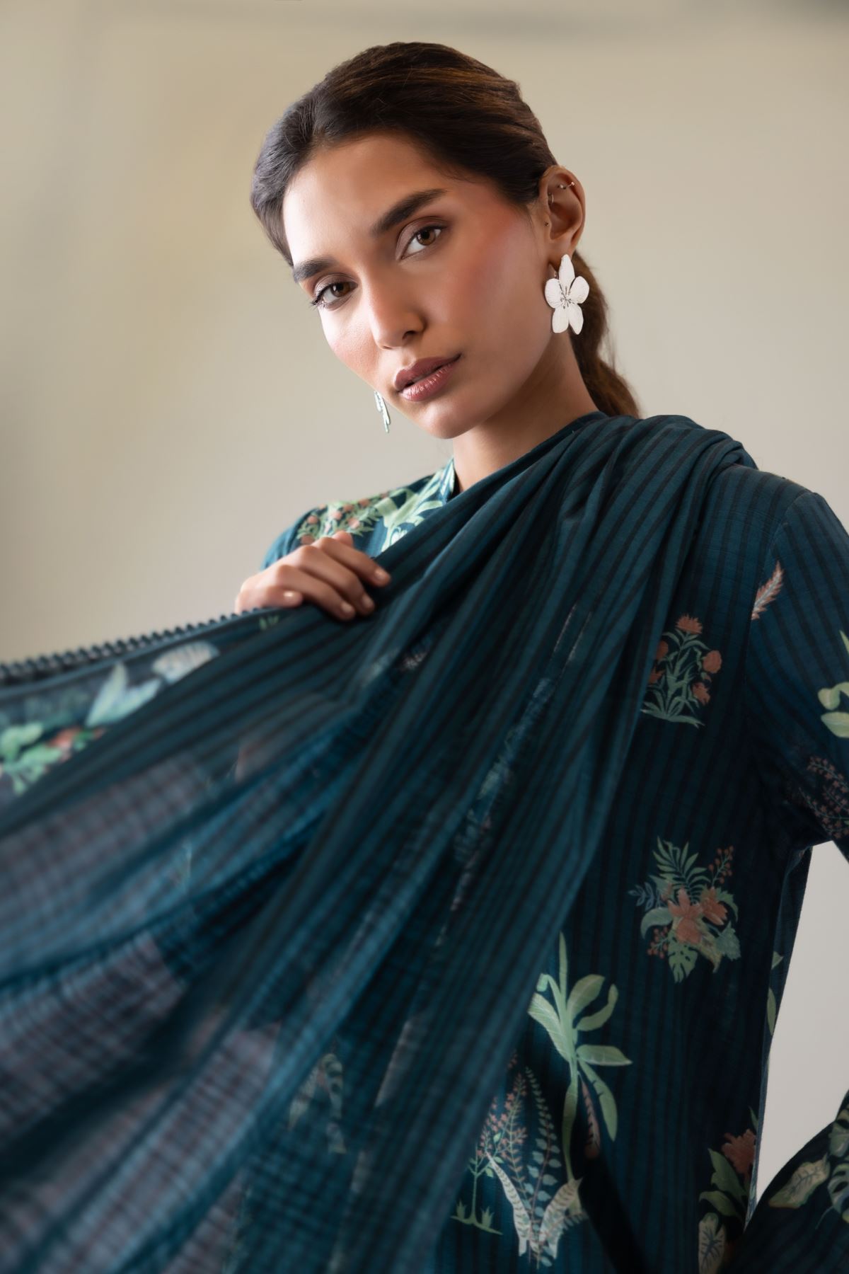 Printed Textured Cotton Dupatta - 25-09-12E2-08TA-VG