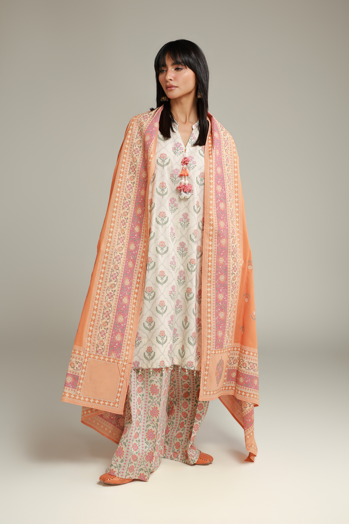 Printed Lawn Floral Lawn Dupatta - 26-02-1E13-07TA-VG