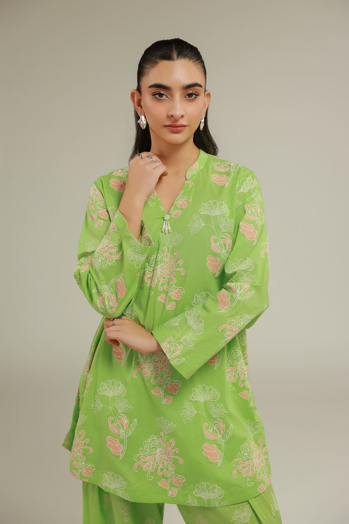 Cambric Green Cambric Kurta - 1-26-145-A-C-VG