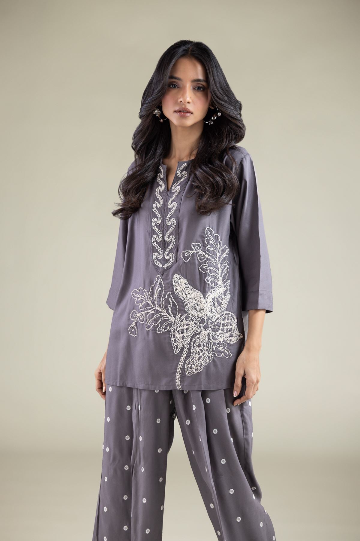 Embroidered Viscose Tunic - 6-26-105-A-F-VG