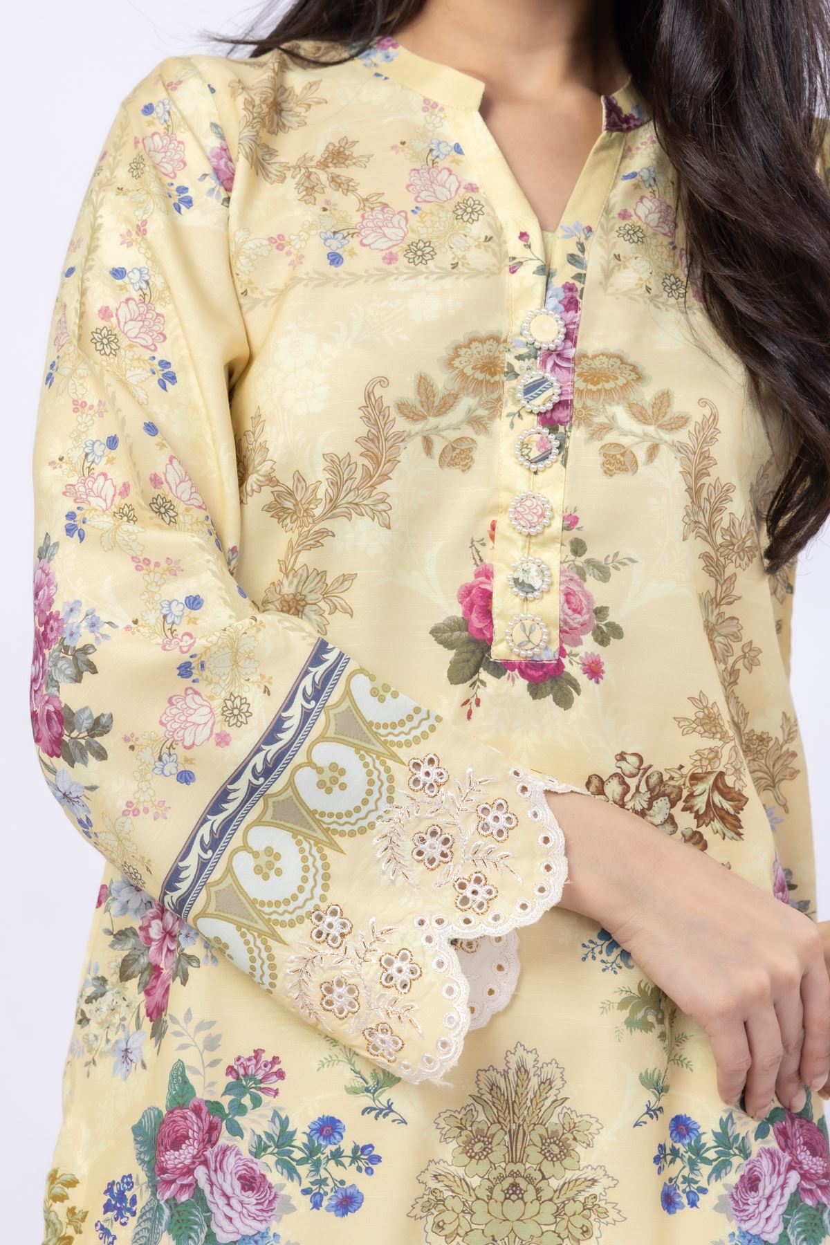 Embroidered Russian Raw Silk Kurta - 25-09-9S3-05TB-VG