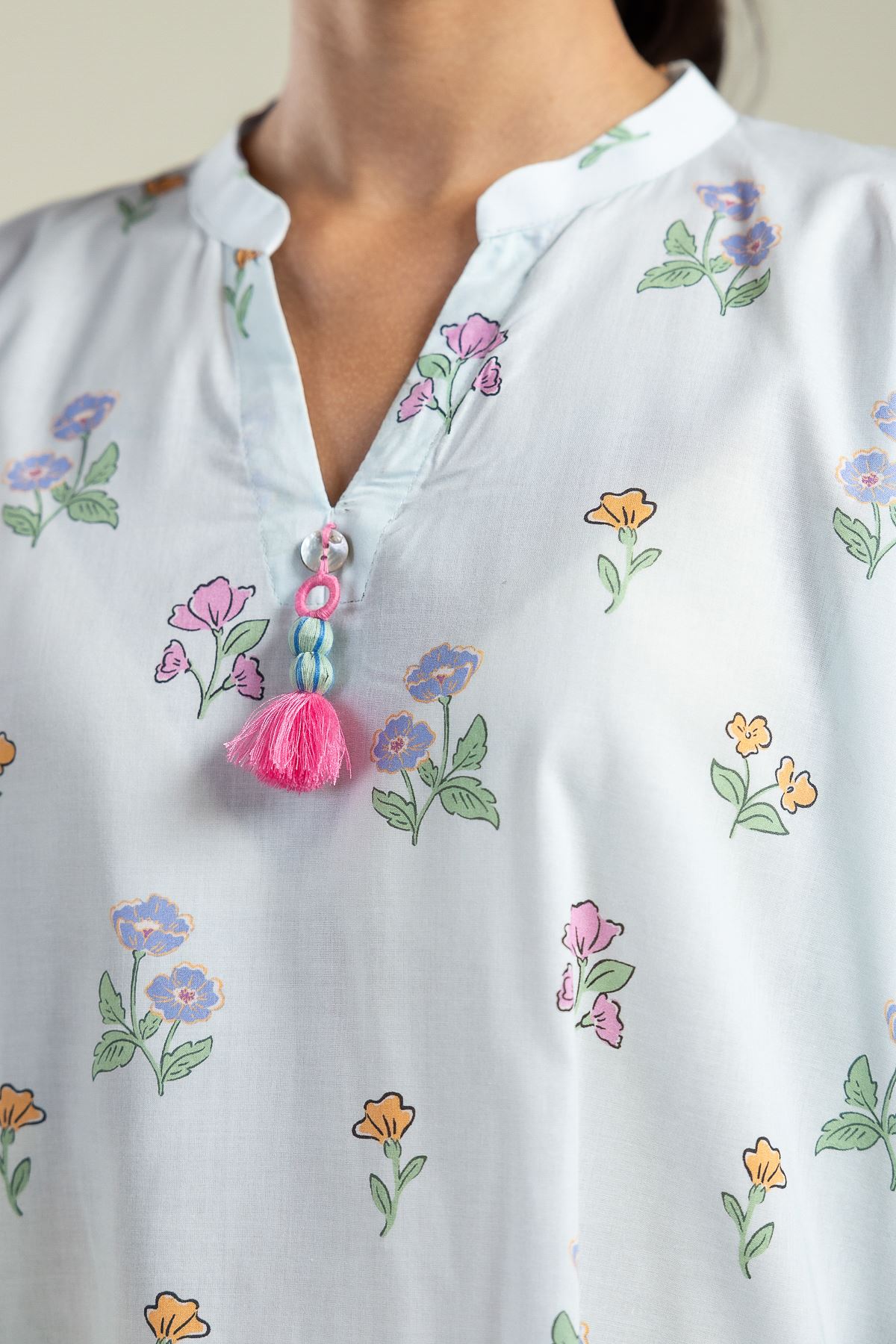 Printed Cambric Floral Cambric Kurta - 1-26-201-A-C-VG