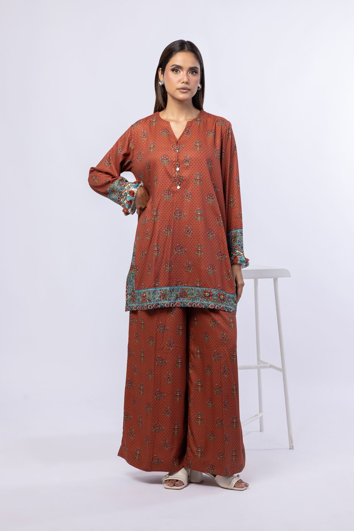 Printed Viscose Crepe Pants - OTD4-EX25-07BA-VG