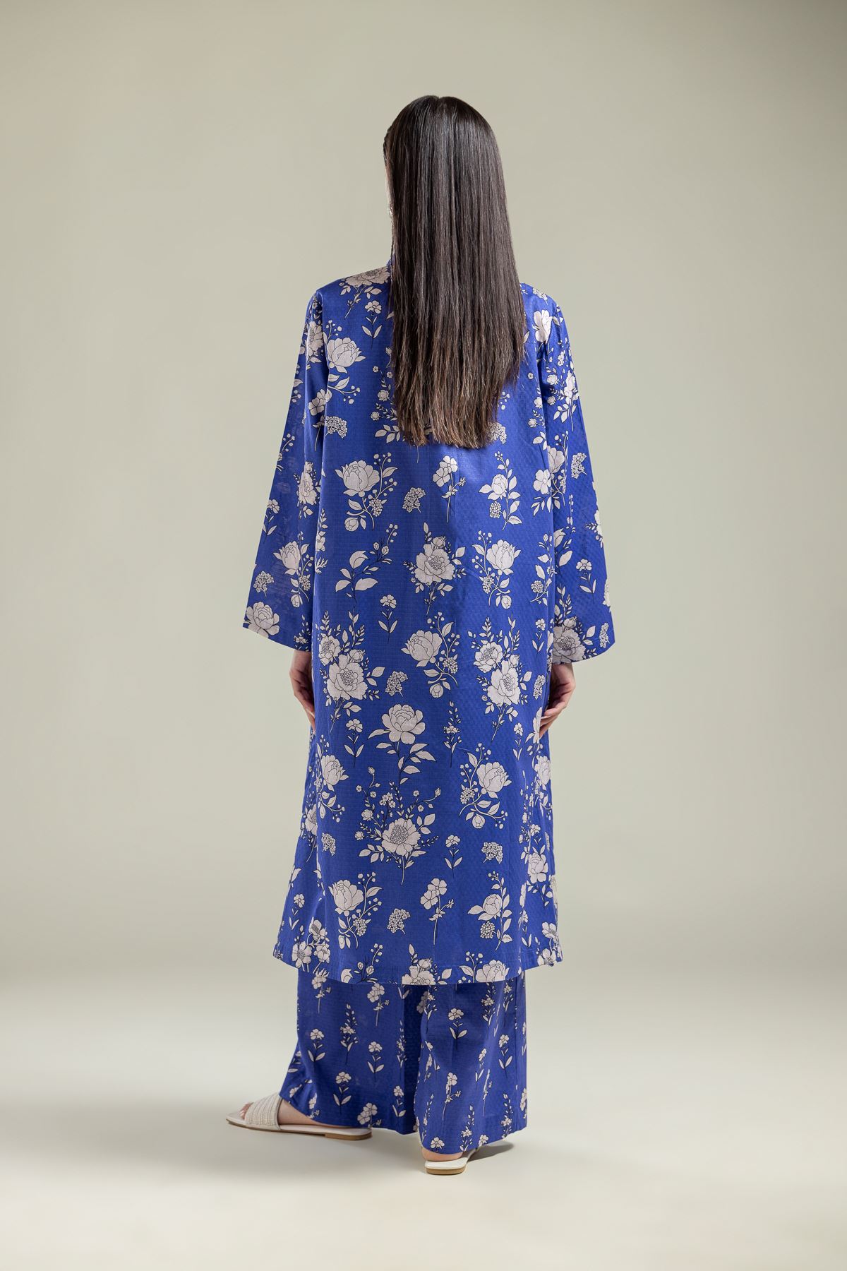 Printed Cotton Dobby Floral Blue Kurta - 1-26-204-A-B2-VG