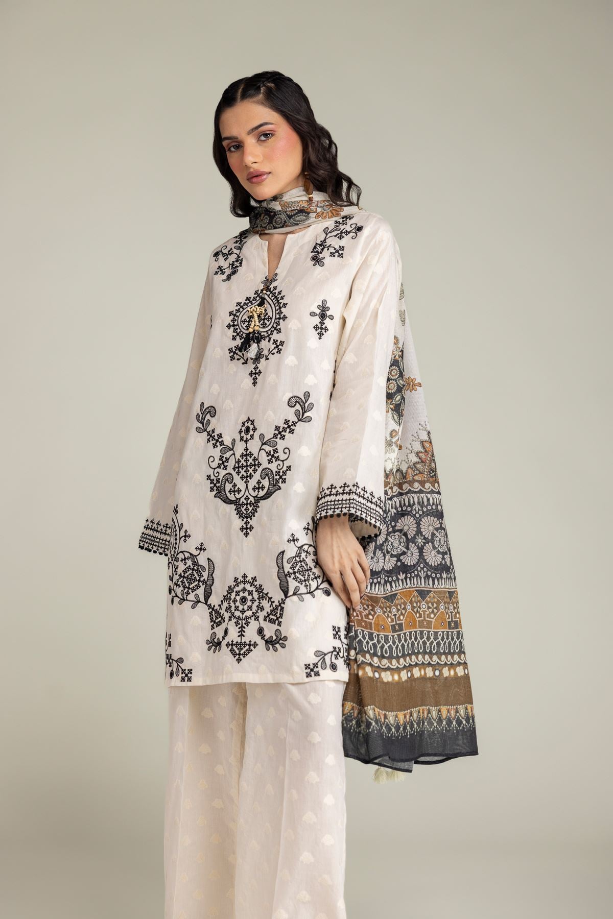 Embroidered Broshia 3-Piece Tailored Suit - 1-26-102-A-F-VG
