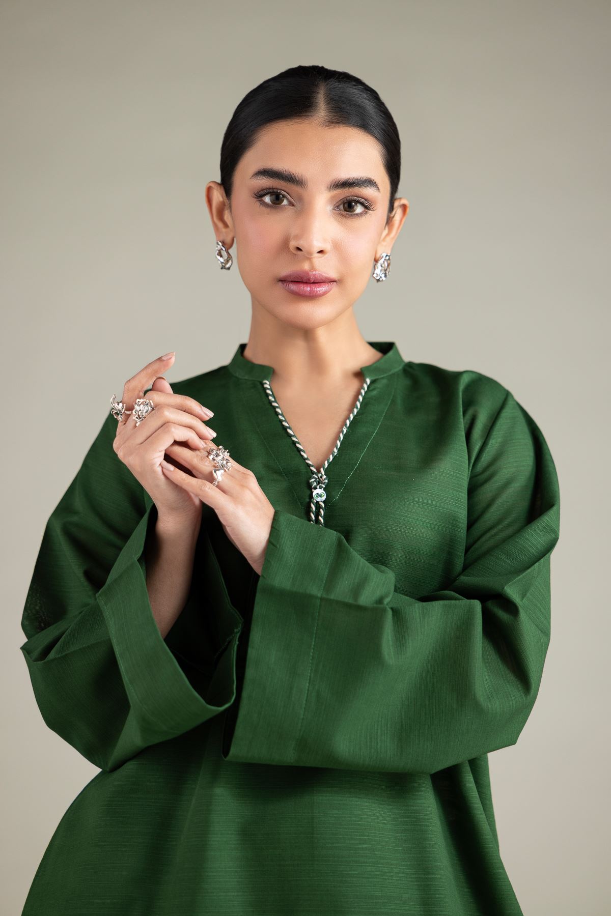 Dyed Textured Cotton Solid Drawstring Kurta - 1-26-125-A-E-VG