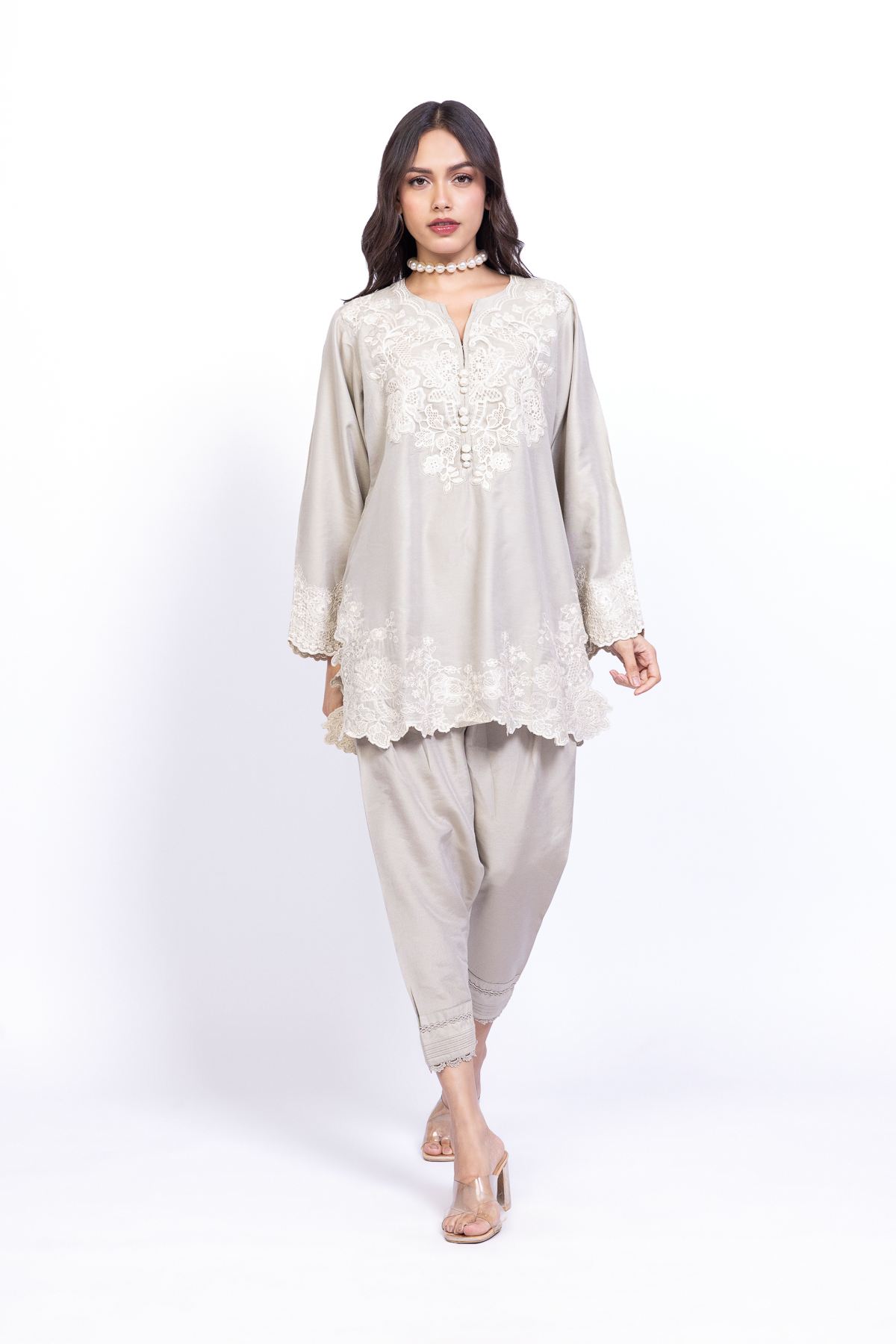 Embroidered Raw Silk Kurta - 25-09-11E7-08TA-VG
