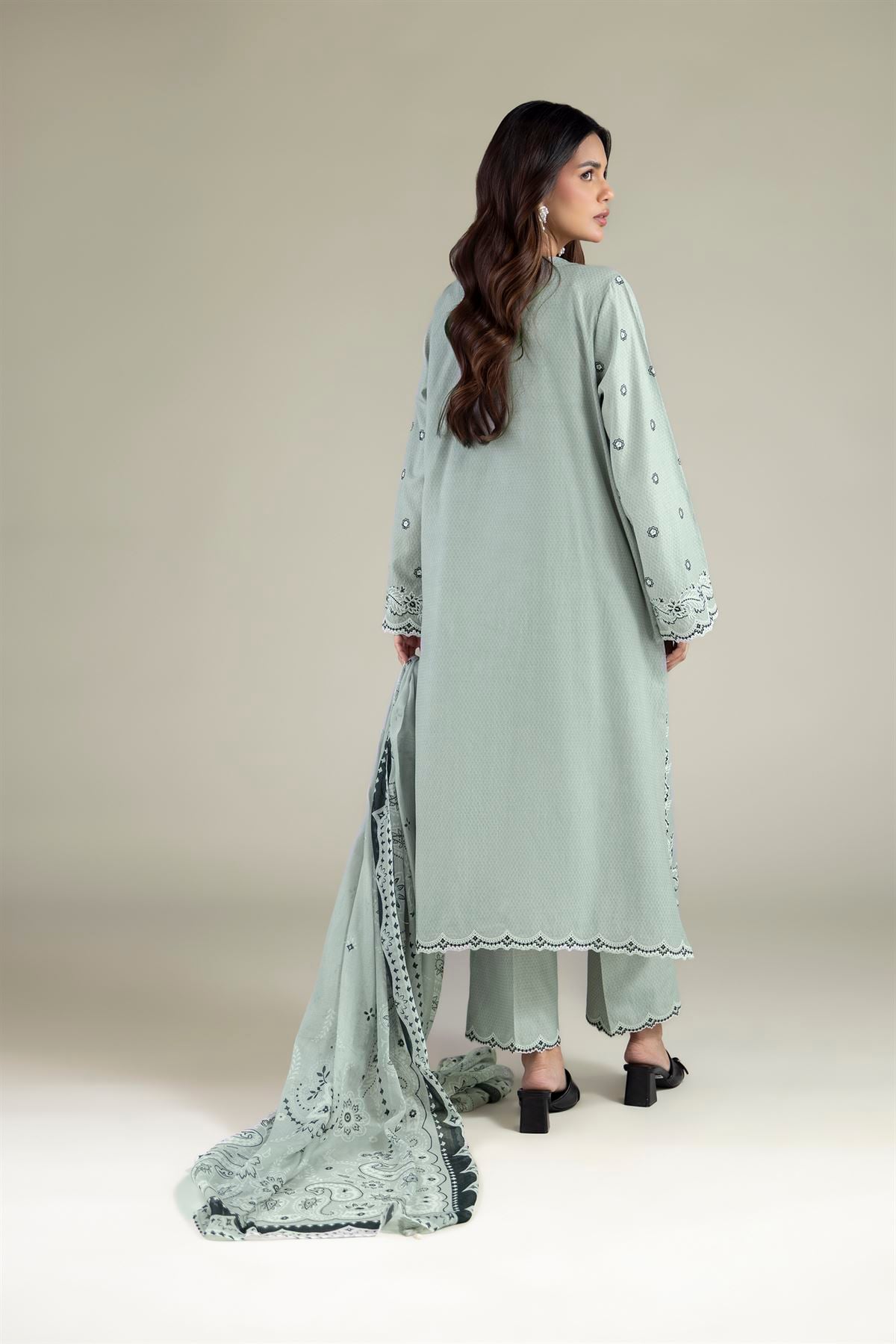 Embroidered Cotton Dobby 3-Piece Tailored Set - 1-26-102-A-F-VG