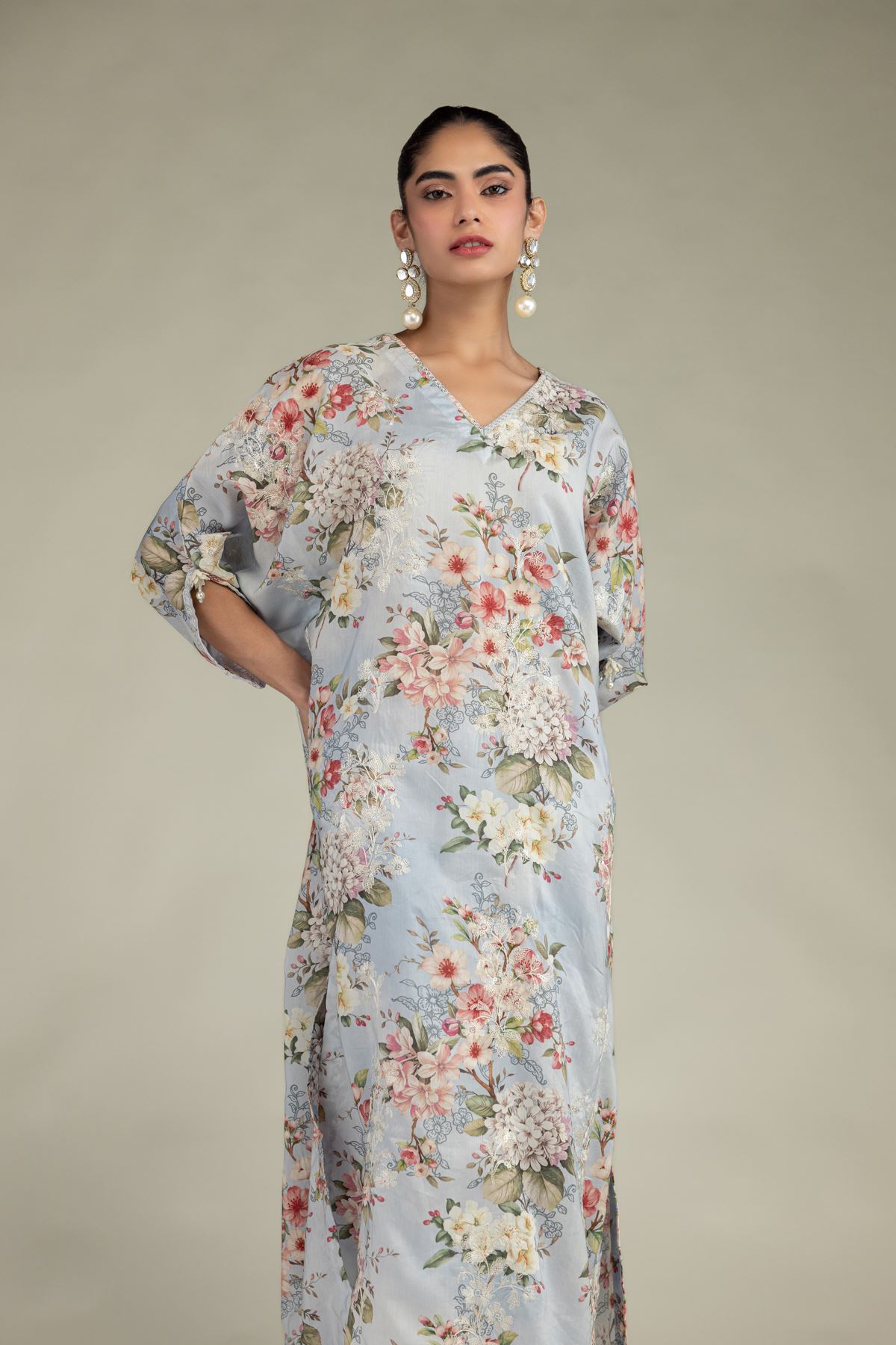Embroidered Blended Viscose Long Embroidered Kurta - 1-26-102-A-F-VG