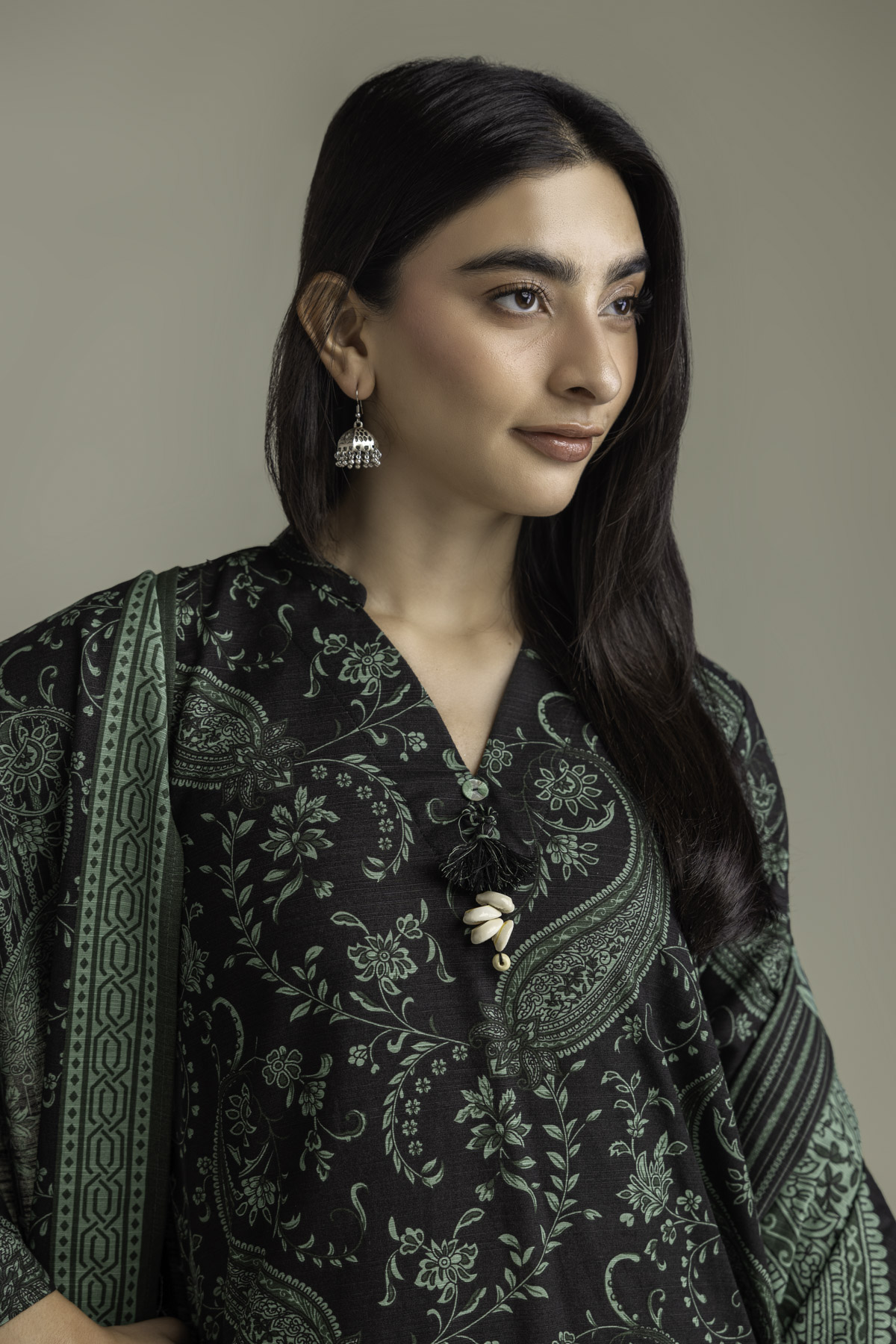 Printed Light Khaddar Tailored 3-Piece Set - 2-26-308-A-G1-VG