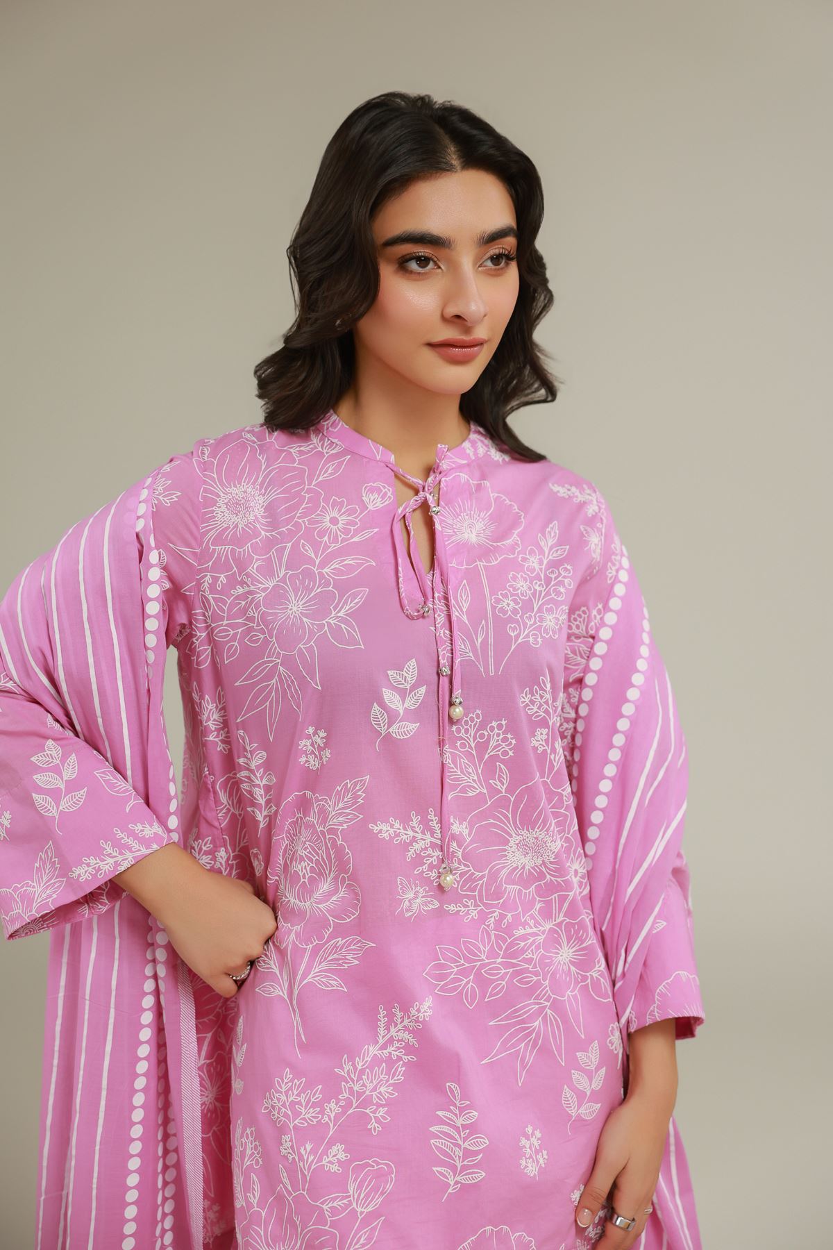 Lawn Striped Lawn Dupatta - T-A22-26-113FC1-VG