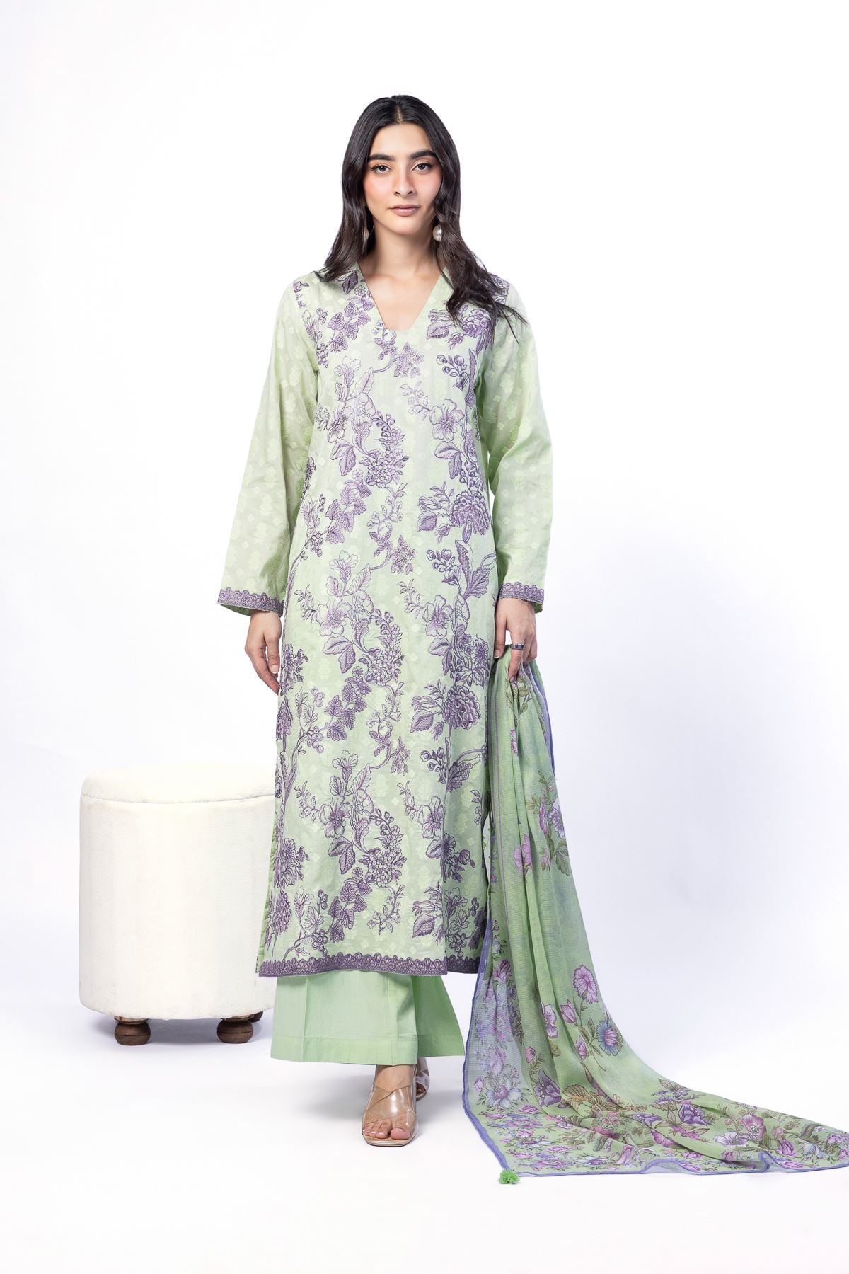 Embroidered Broshia Fabrics 3 Piece - A22-26-102FB1-VG