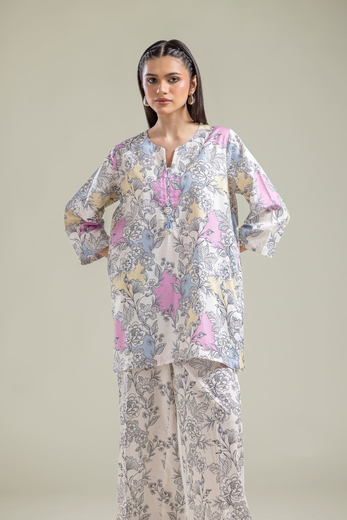 Printed Cotton Dobby Short Cotton Kurta - 1-26-135-A-D-VG