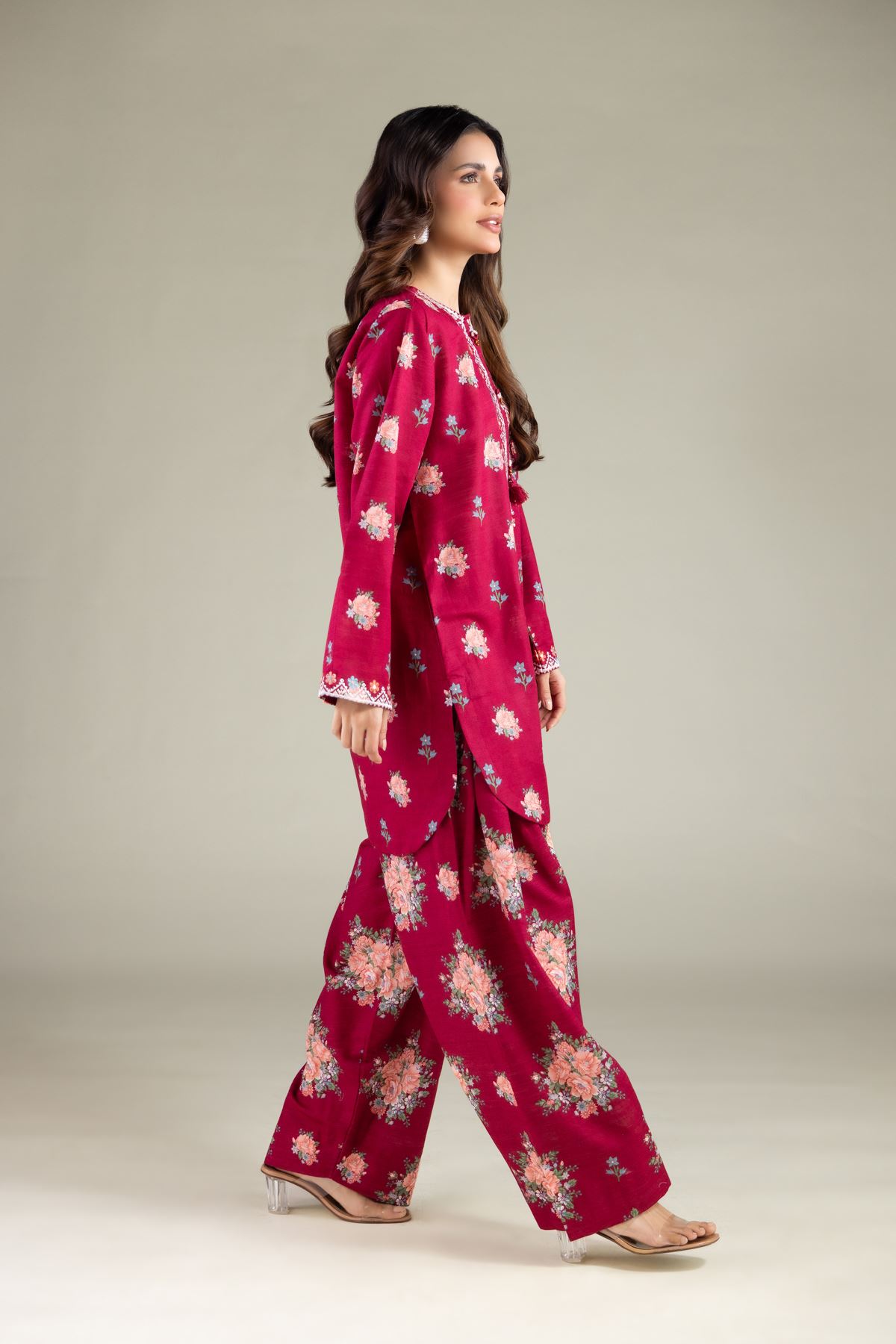 Embroidered Textured Cotton Floral Straight Shalwar - 1-26-115-A-E-VG