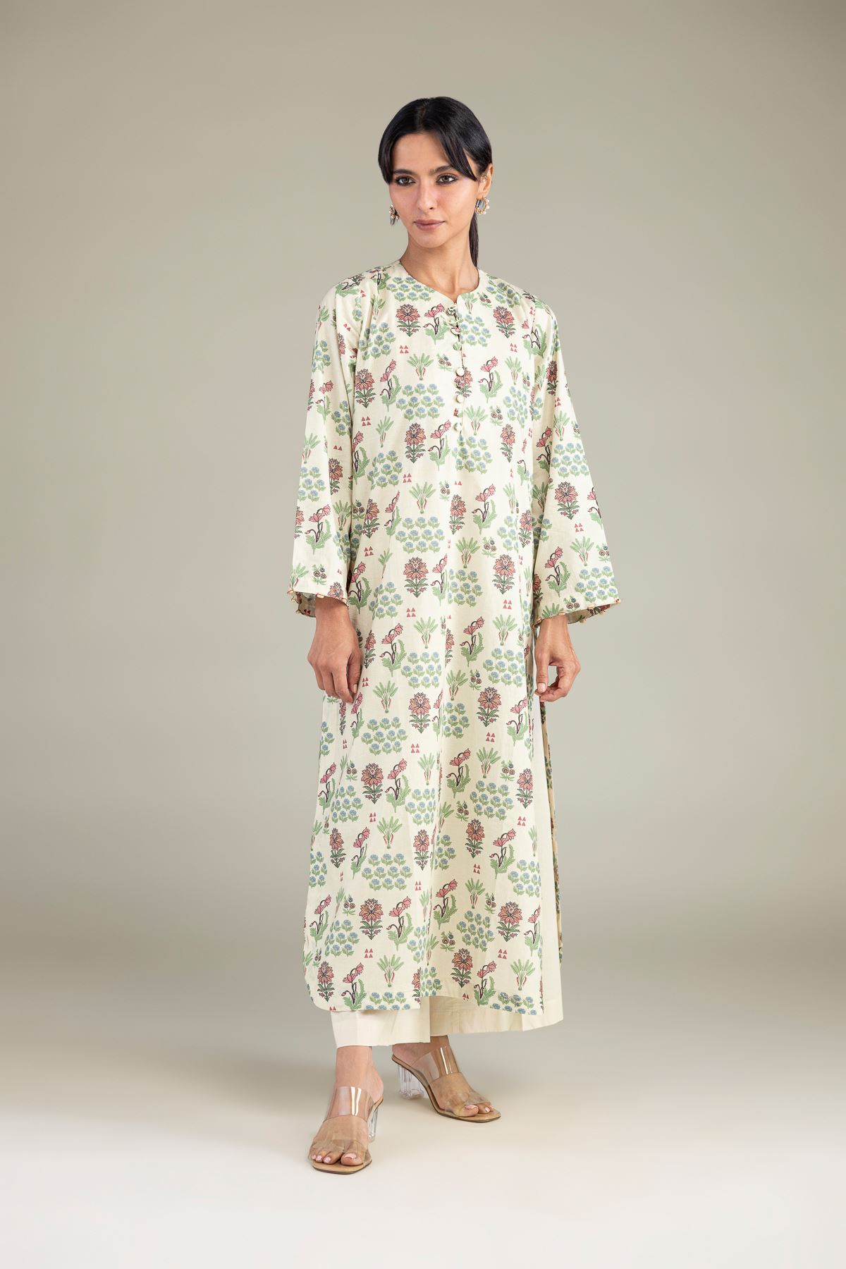 Cambric Floral Cambric Kurta - 6-26-202-A-E1-VG