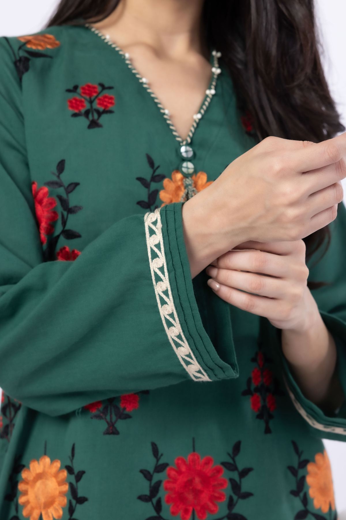 Embroidered Handwoven Cotton Kurta - 25-09-11E5-03TA-VG