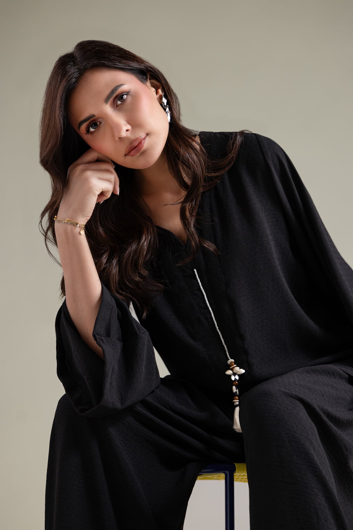 Dyed Textured Georgette Solid Black Kurta - 1-26-228-A-I2-VG