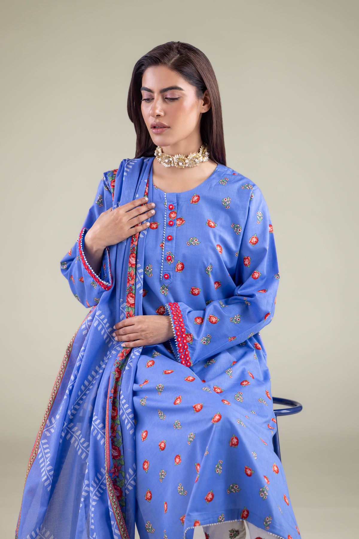 Embroidered Lawn Dupatta - 1-26-123-A-G-VG