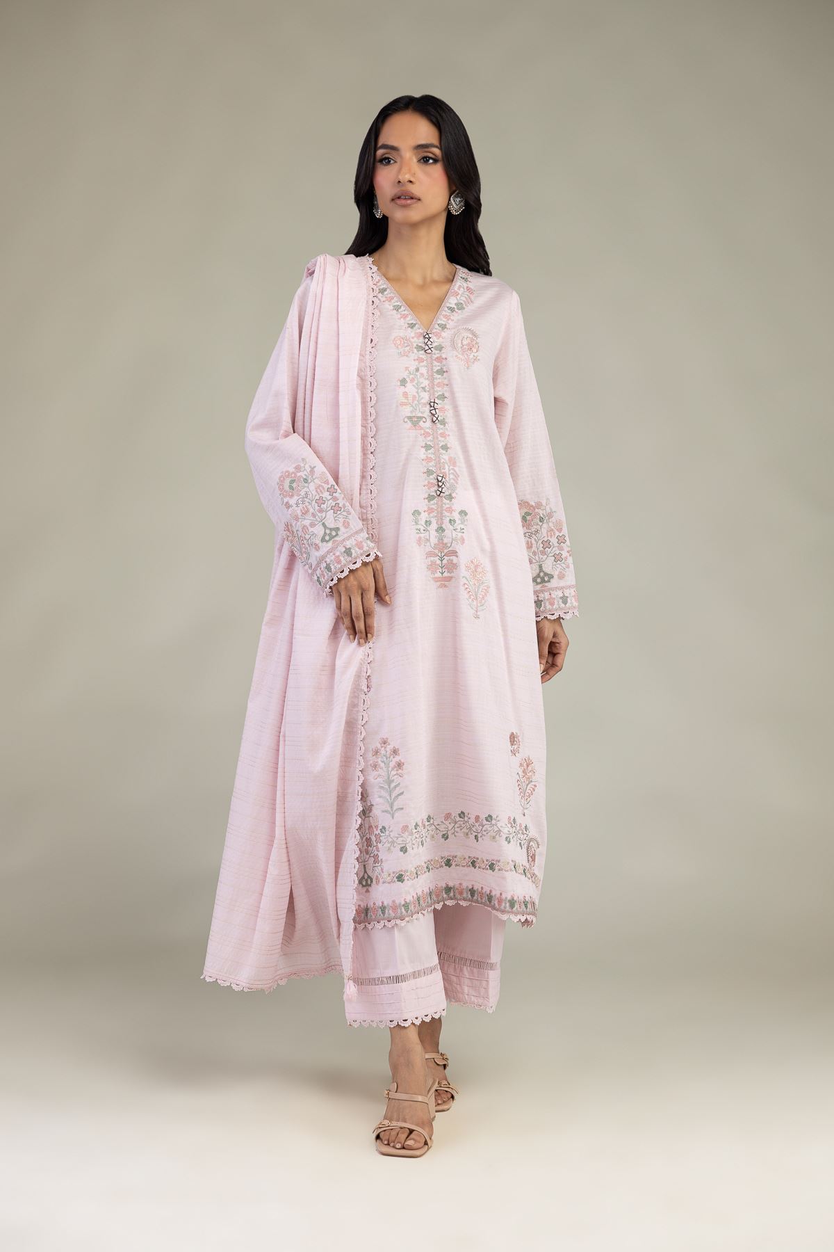 Embroidered Messuri Dobby 3-Piece Tailored Set - 1-26-102-A-F-VG