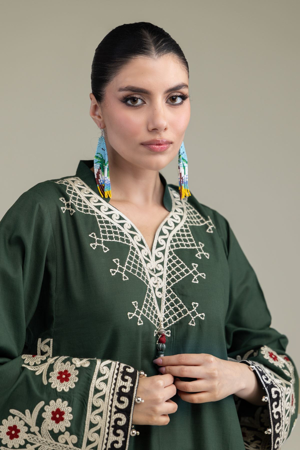 Embroidered Raw Silk Short Silk Kurta - 1-26-238-A-J1-VG