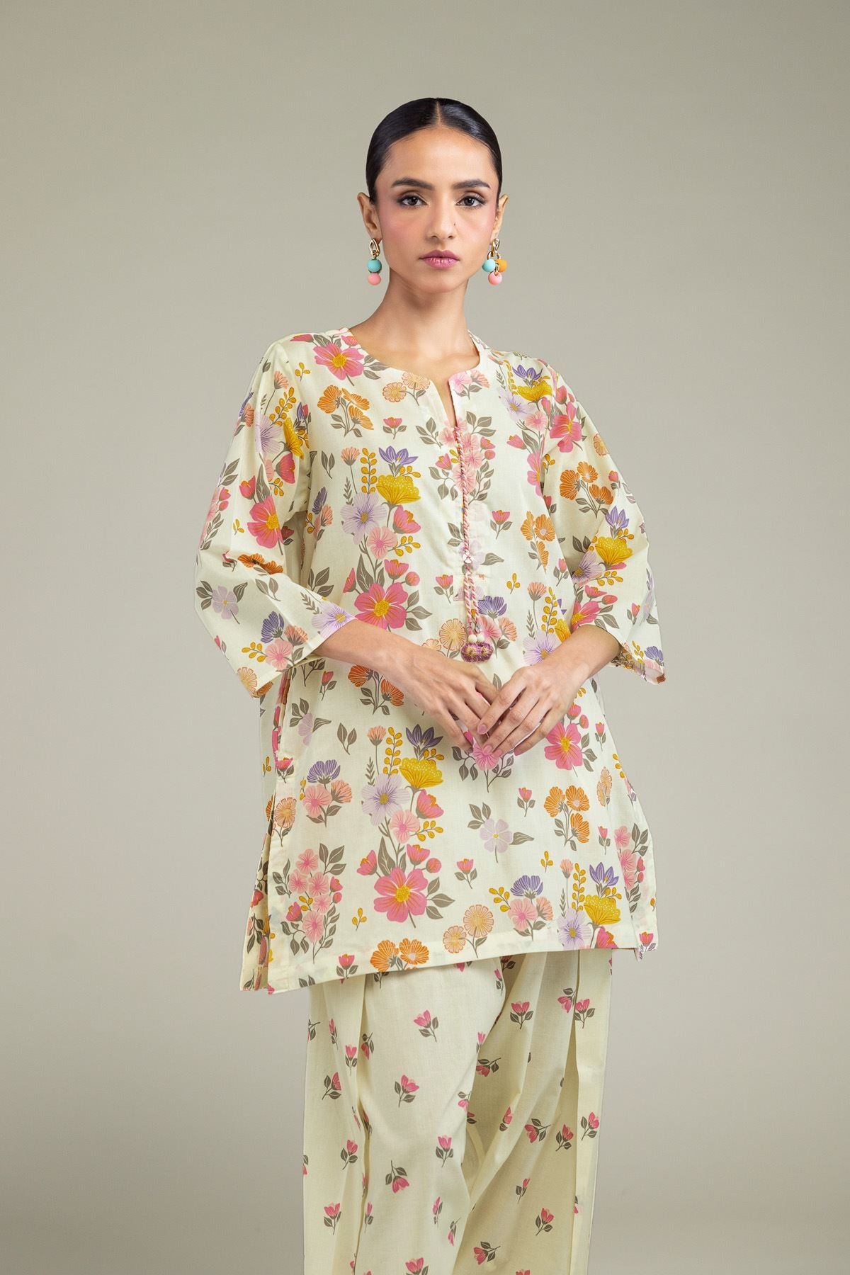 Printed Cambric Short Cambric Kurta - 1-26-206-A-F1-VG