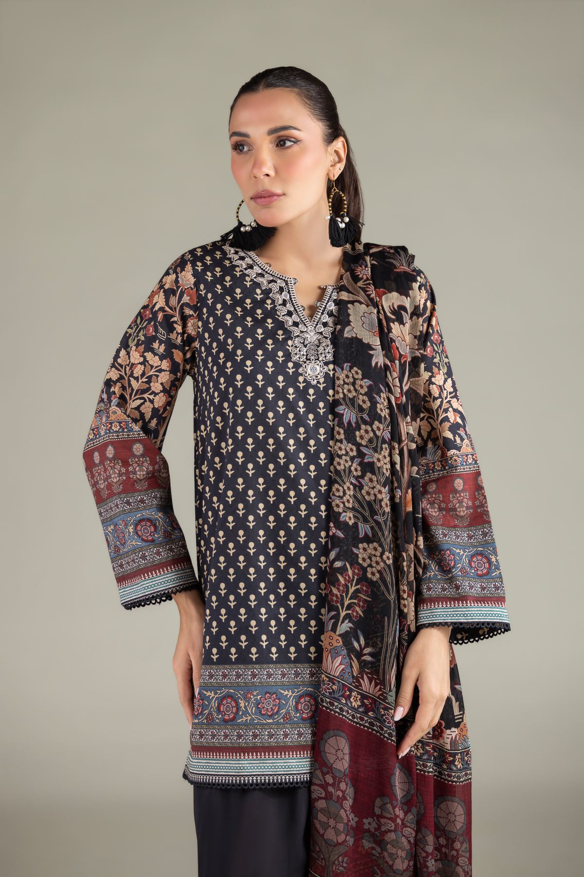 Embroidered Cotton Dobby Cotton Tailored 3-Piece - T-A11-26-109FH1-VG