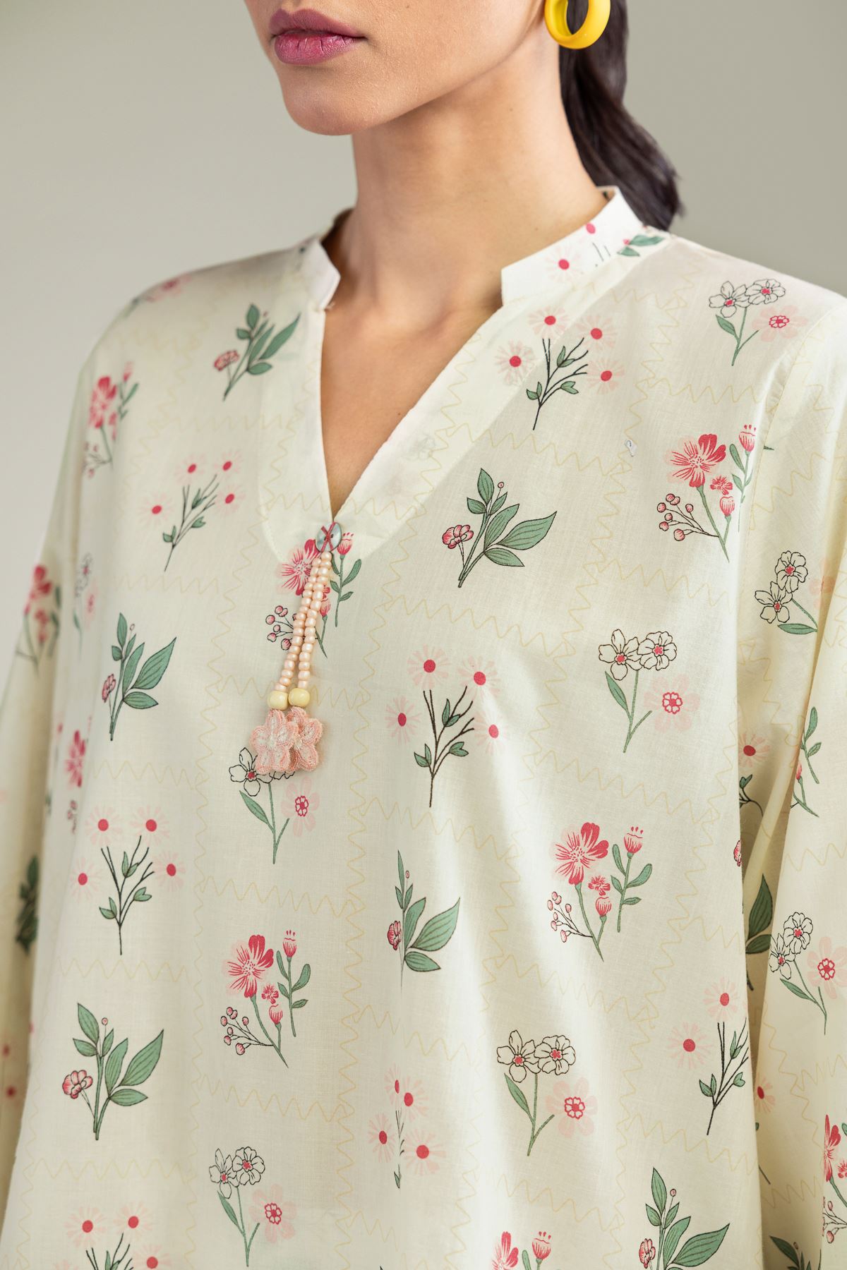 Printed Cambric Floral Cambric Kurta - 1-26-206-A-H1-VG