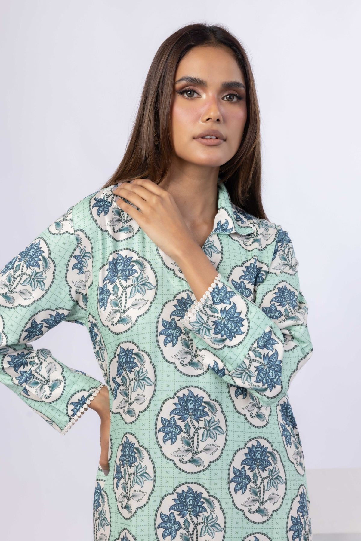 Printed Viscose Crepe Kurta - 25-08-8E6-02TA-VG
