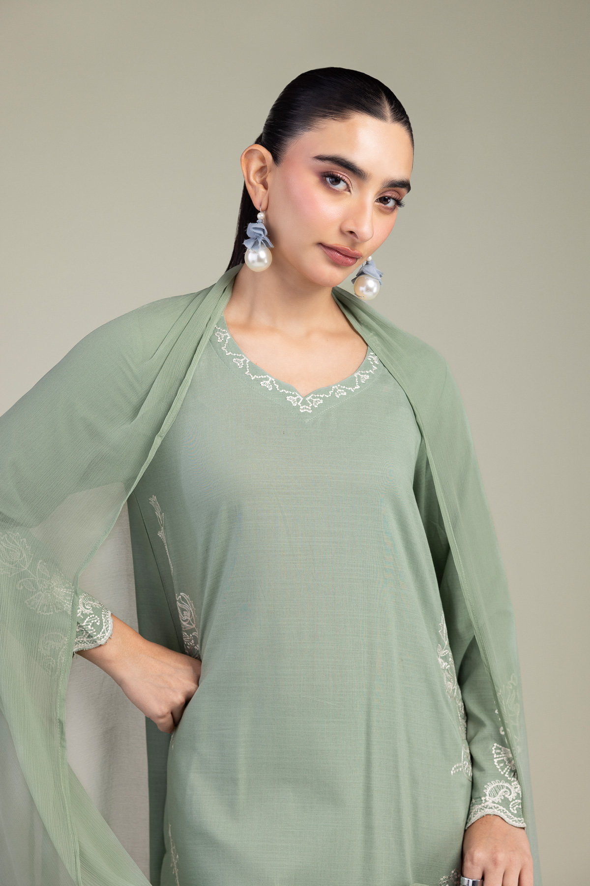 Embroidered Chiffon Chiffon Embroidered Dupatta - 1-26-309-B-D1-VG
