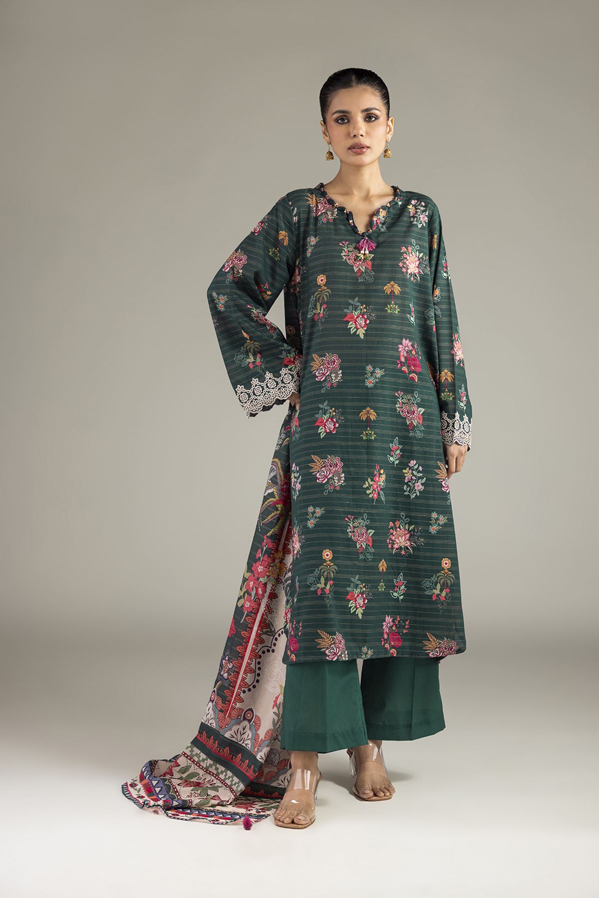 Embroidered Messuri Messuri Tailored 3-Piece - T-A22-26-215FJ1-VG