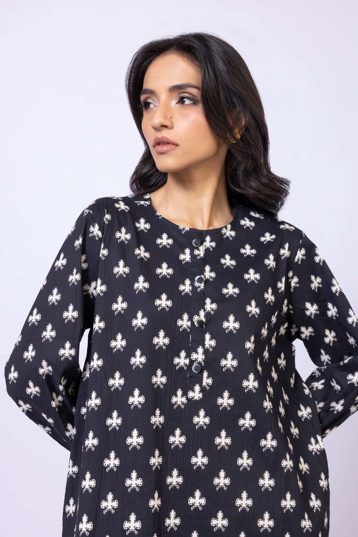Printed Cotton Crinkle Kurta - 25-10-11E4-04TB-VG
