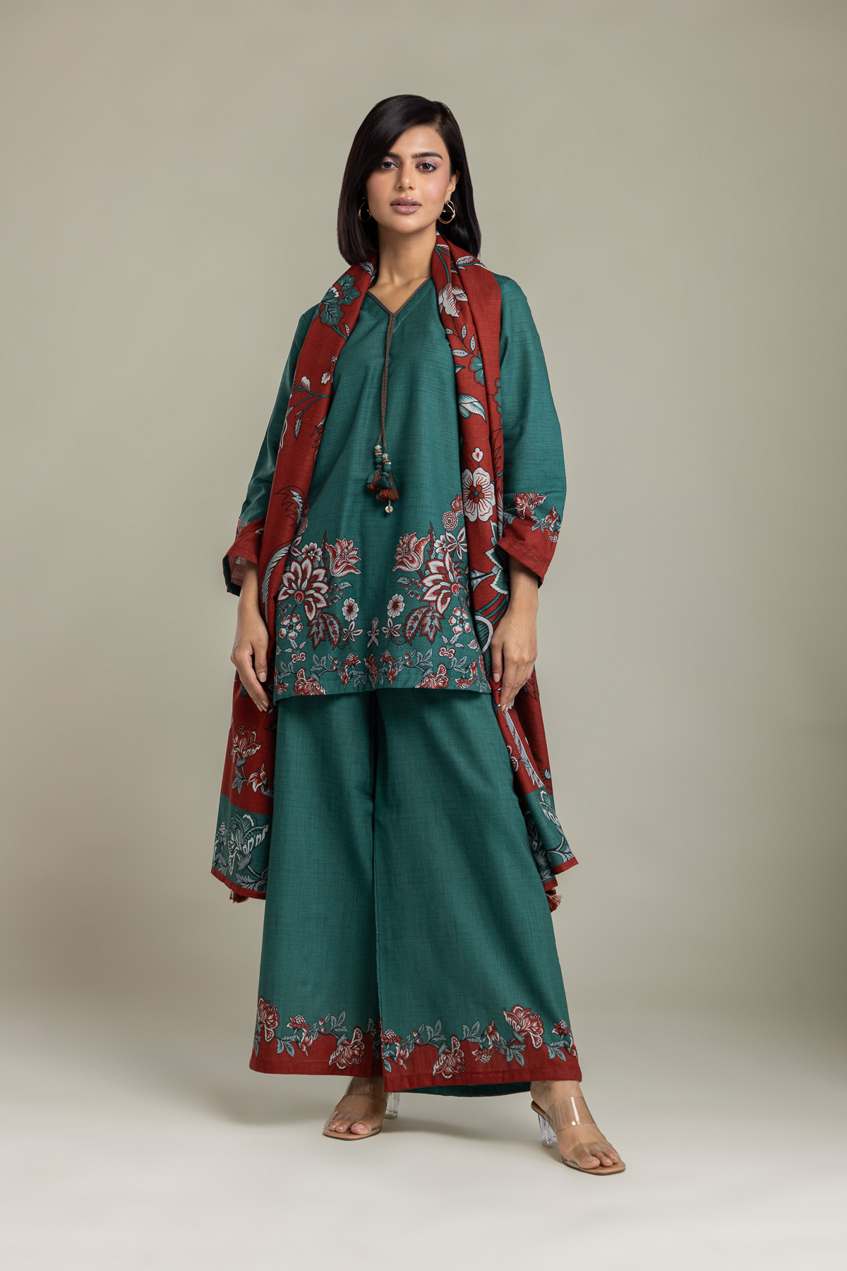 Printed Light Khaddar Fabrics 3 Piece - 2-26-308-A-G1-VG