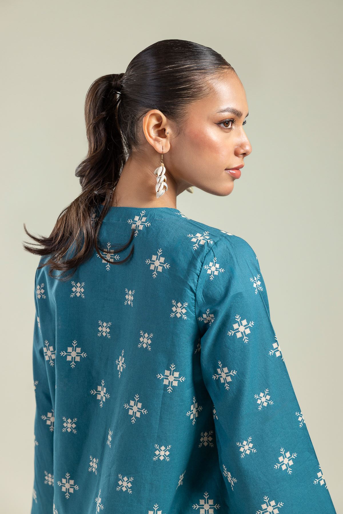 Printed Cambric Teal Cambric Kurta - 26-01-2E1-07TA-VG