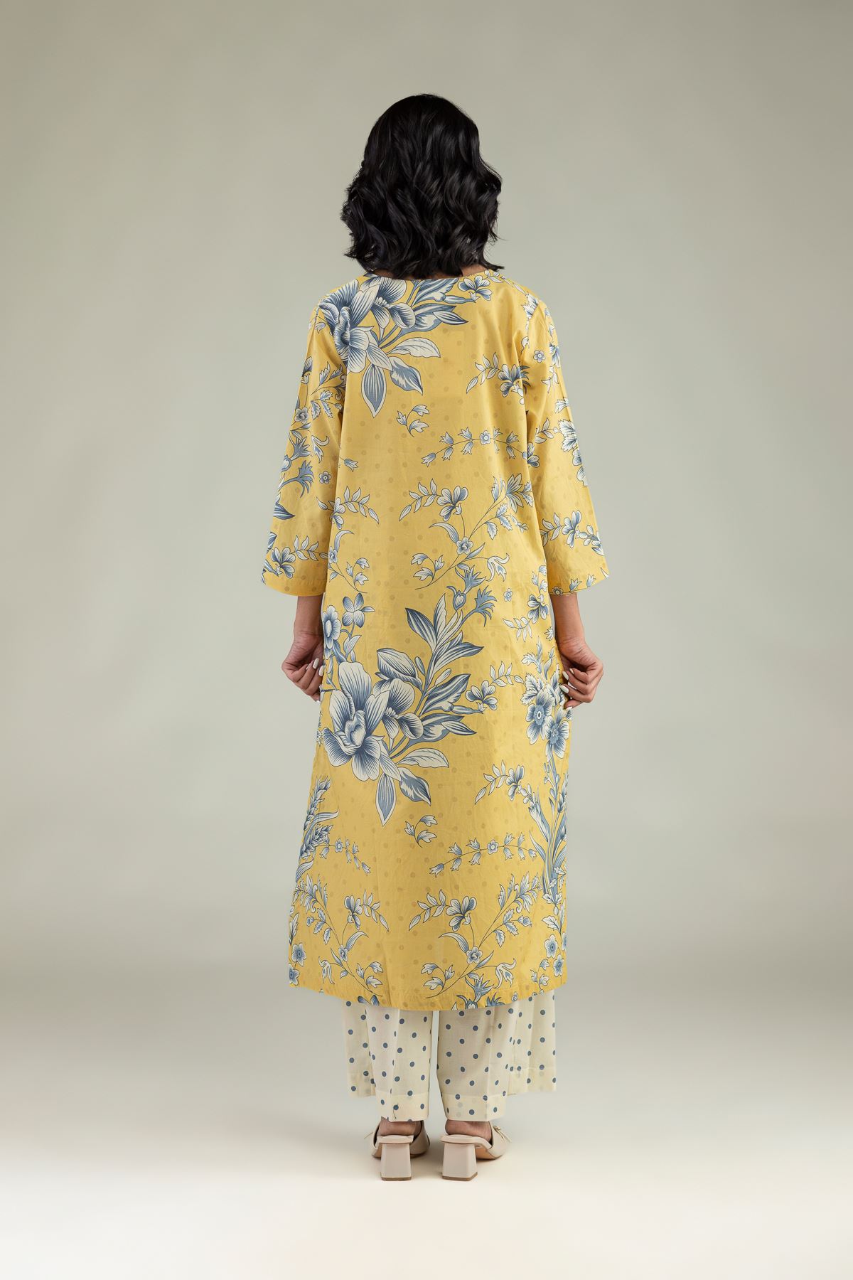 Embroidered Cambric Floral Longline Kurta - 1-26-246-B-I1-VG