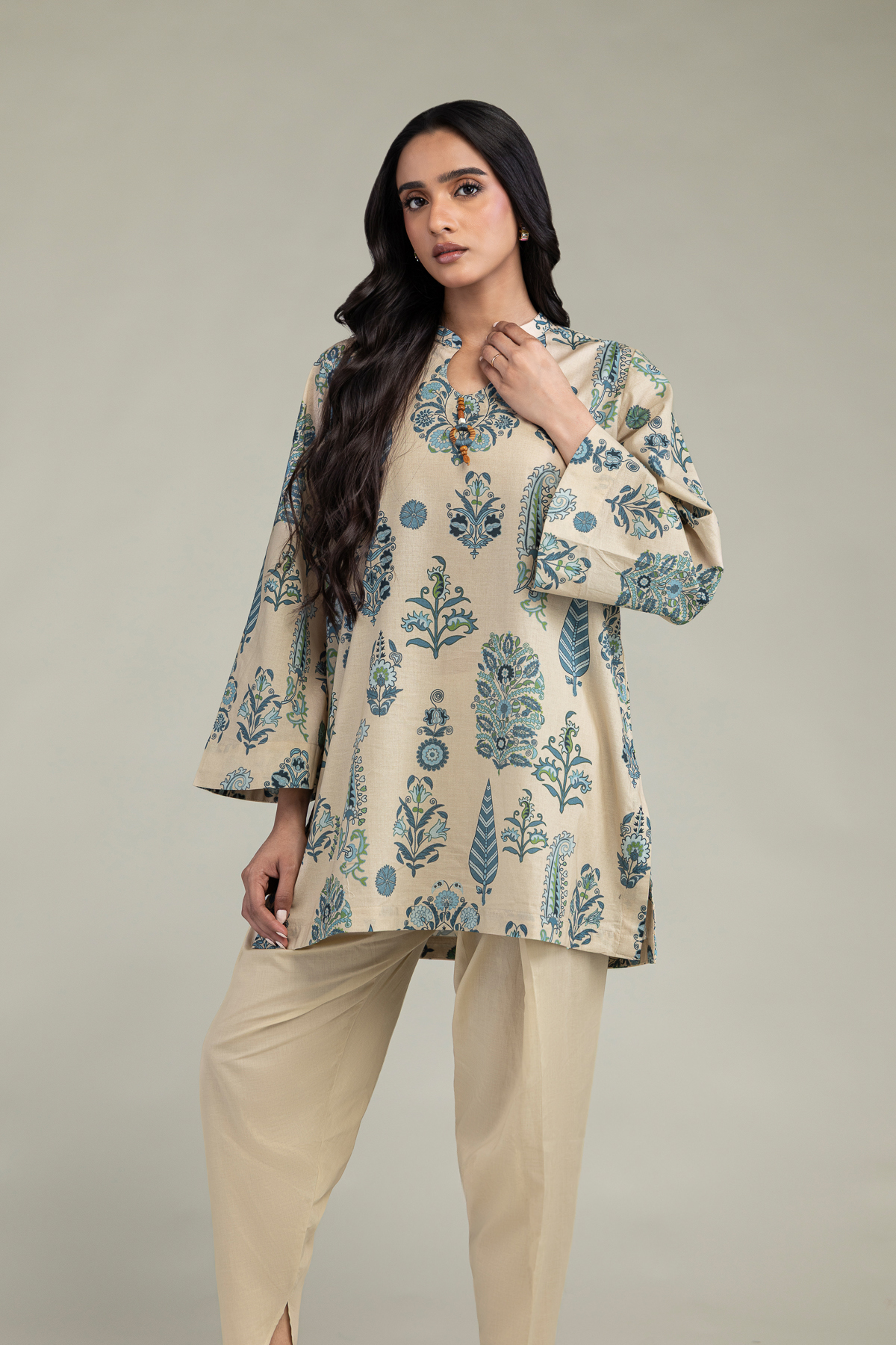 Printed Cambric Floral Cambric Kurta - 2-26-303-C-A1-VG