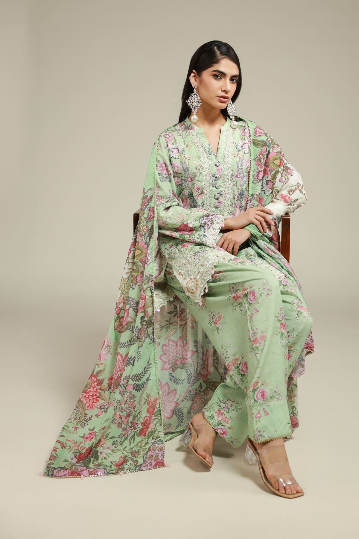 Embroidered Raw Silk Kurta - 25-10-12E11-07TA-VG