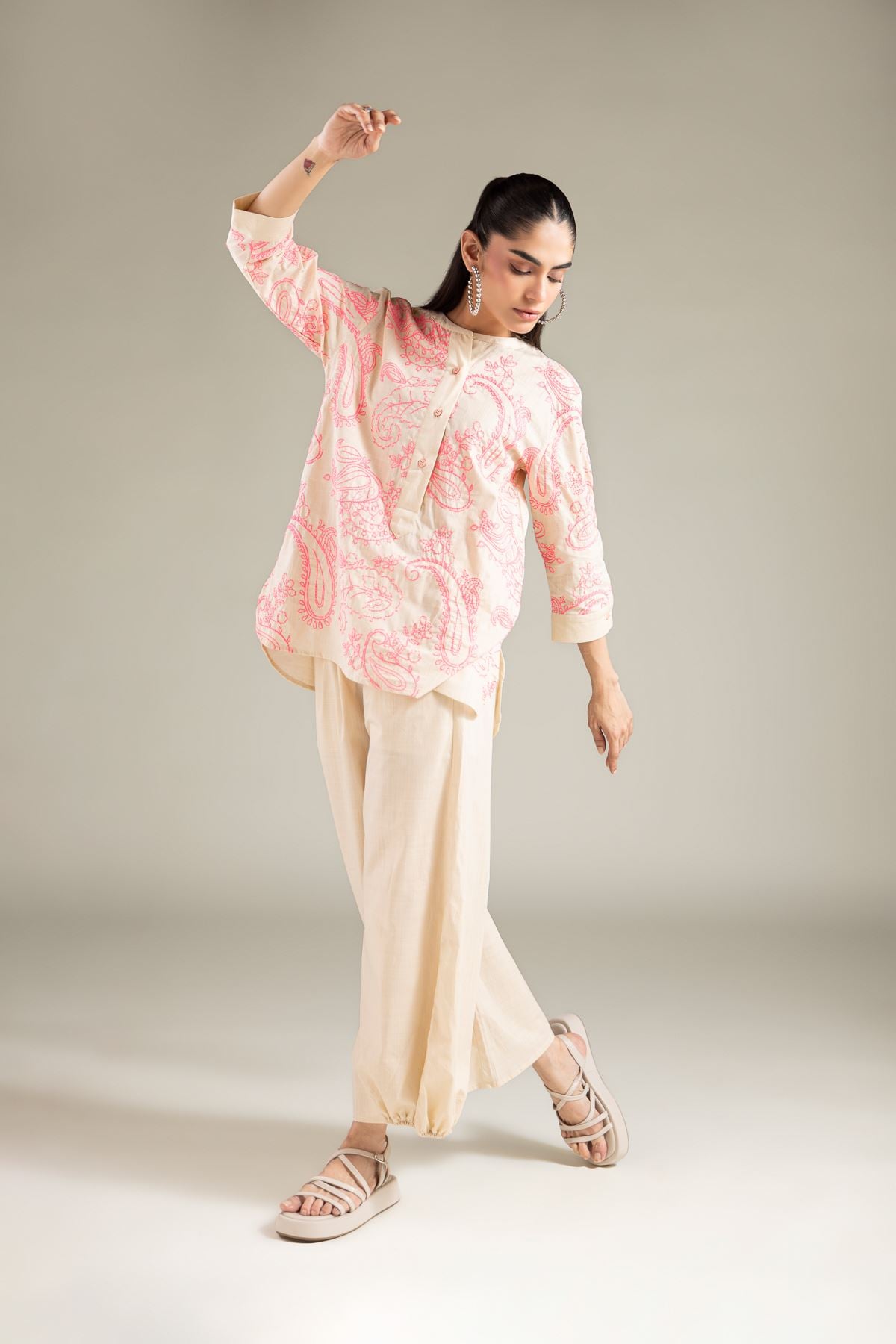 Textured Cotton Trousers - LK04A-VG