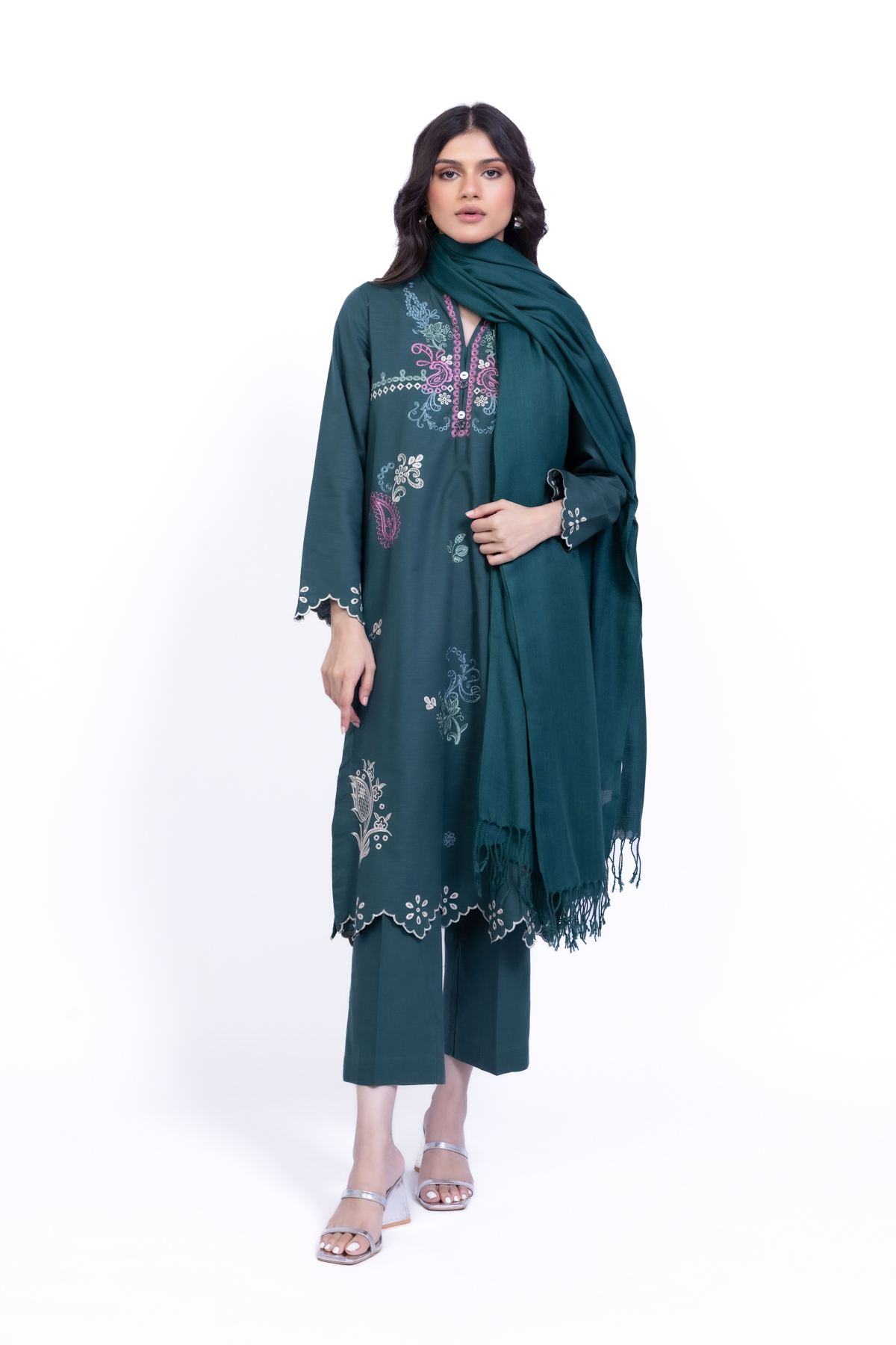 Embroidered Khaddar Kurta - 25-09-12E2-01TA-VG