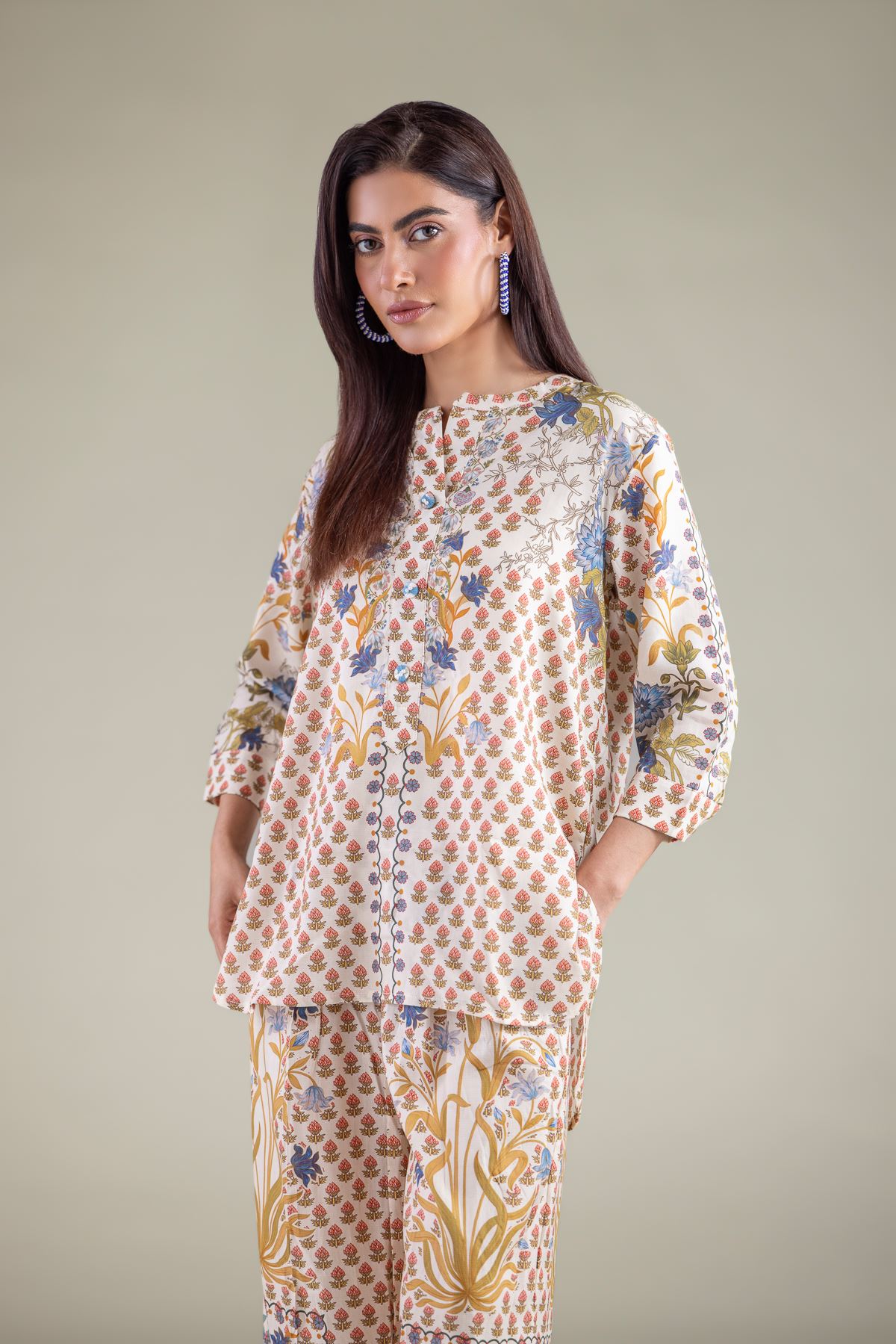 Embroidered Textured Weave Shirt - 6-26-102-A-A-VG