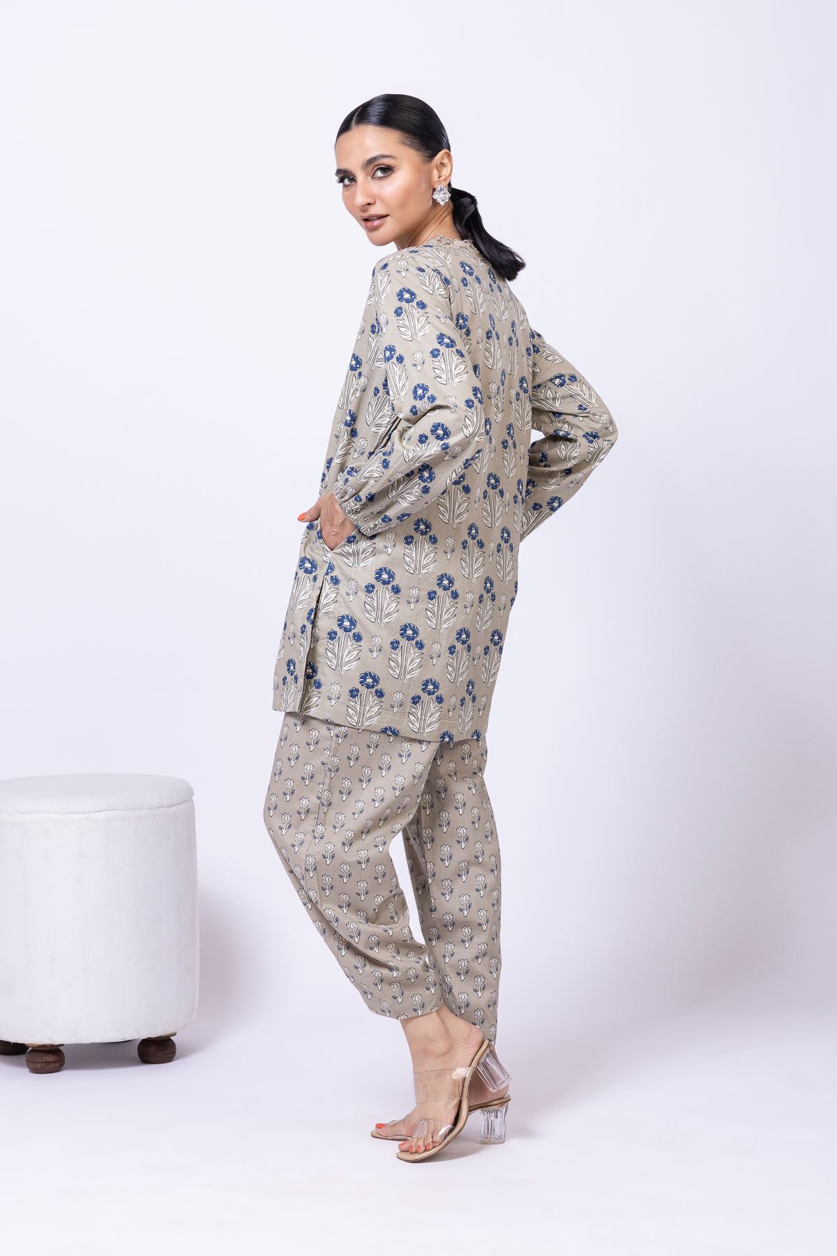 Printed Cambric Kurta - 25-08K3-06TA-VG