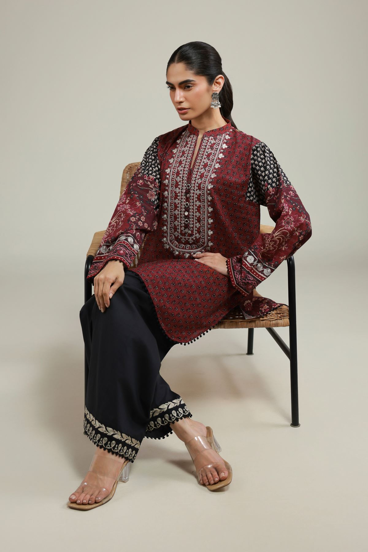Embroidered Messuri Fabrics 2 Piece | Top and Bottom - A33-26-107FD-VG