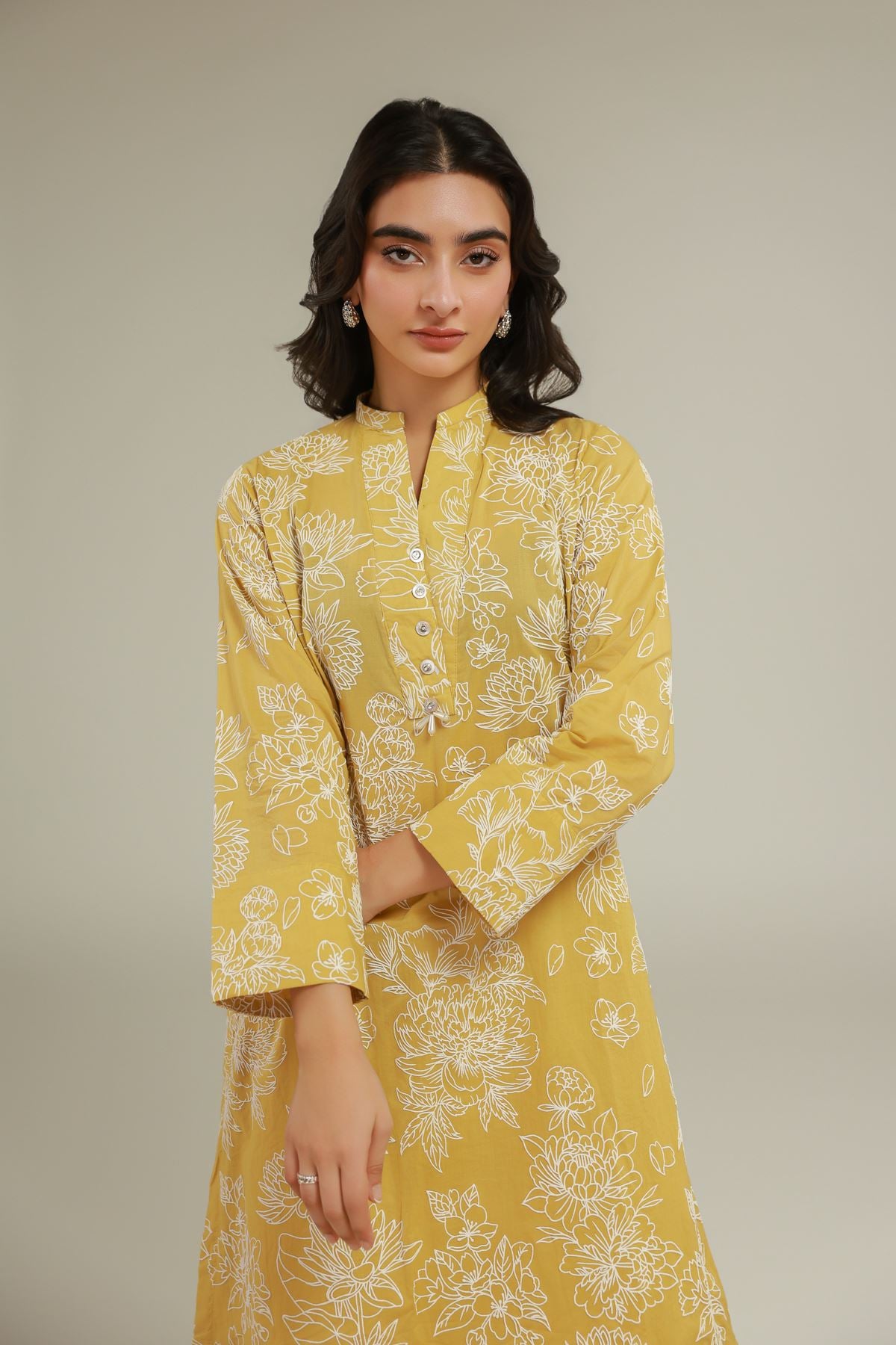 Cambric Floral Longline Kurta - T-A22-26-106FJ-VG