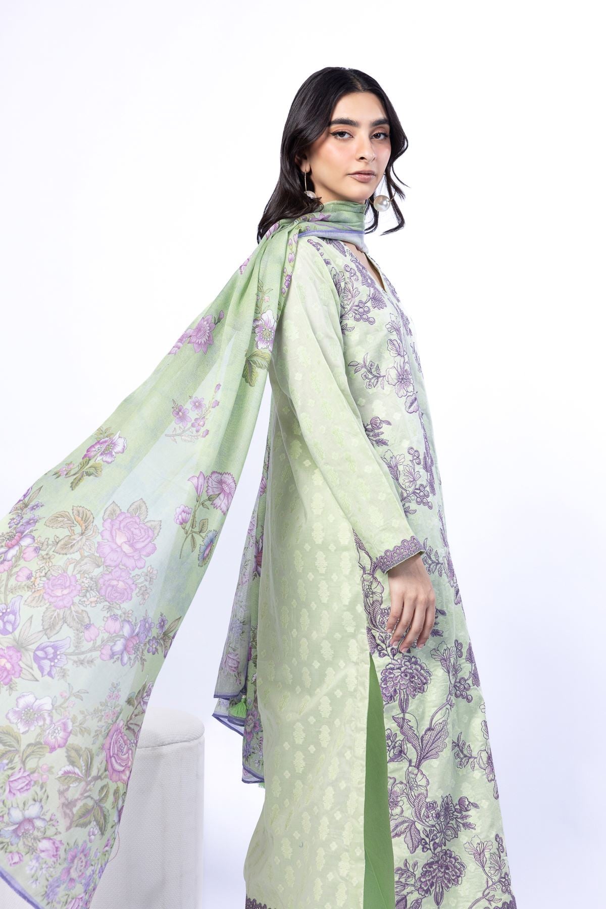 Embroidered Broshia Fabrics 3 Piece - A22-26-102FB1-VG