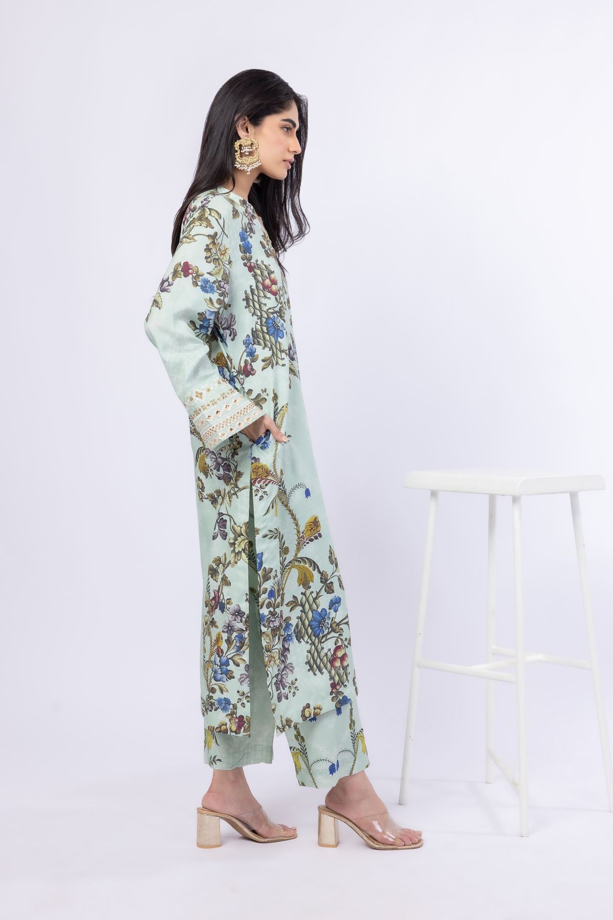 Embroidered Russian Raw Silk Kurta - 25-09-9S3-07TB-VG